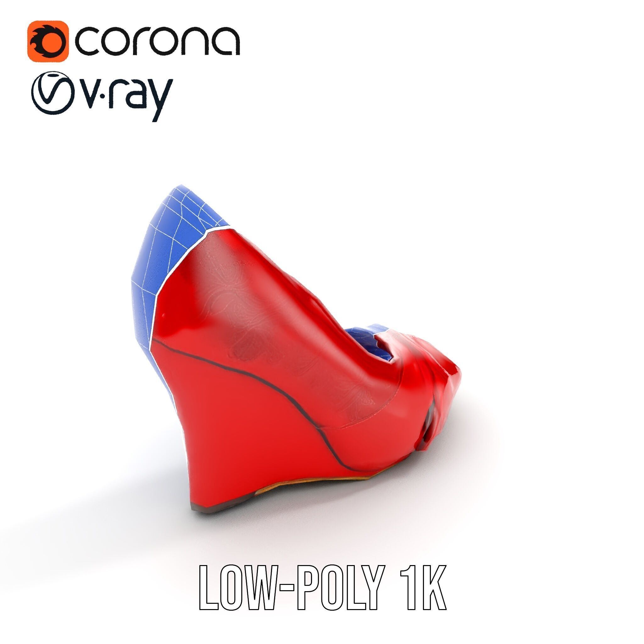 Elegant Red Shoe Model Pack with Lace Detail Low-poly 3D model_14