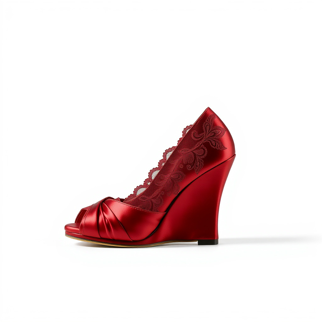 Elegant Red Shoe Model Pack with Lace Detail Low-poly 3D model_2