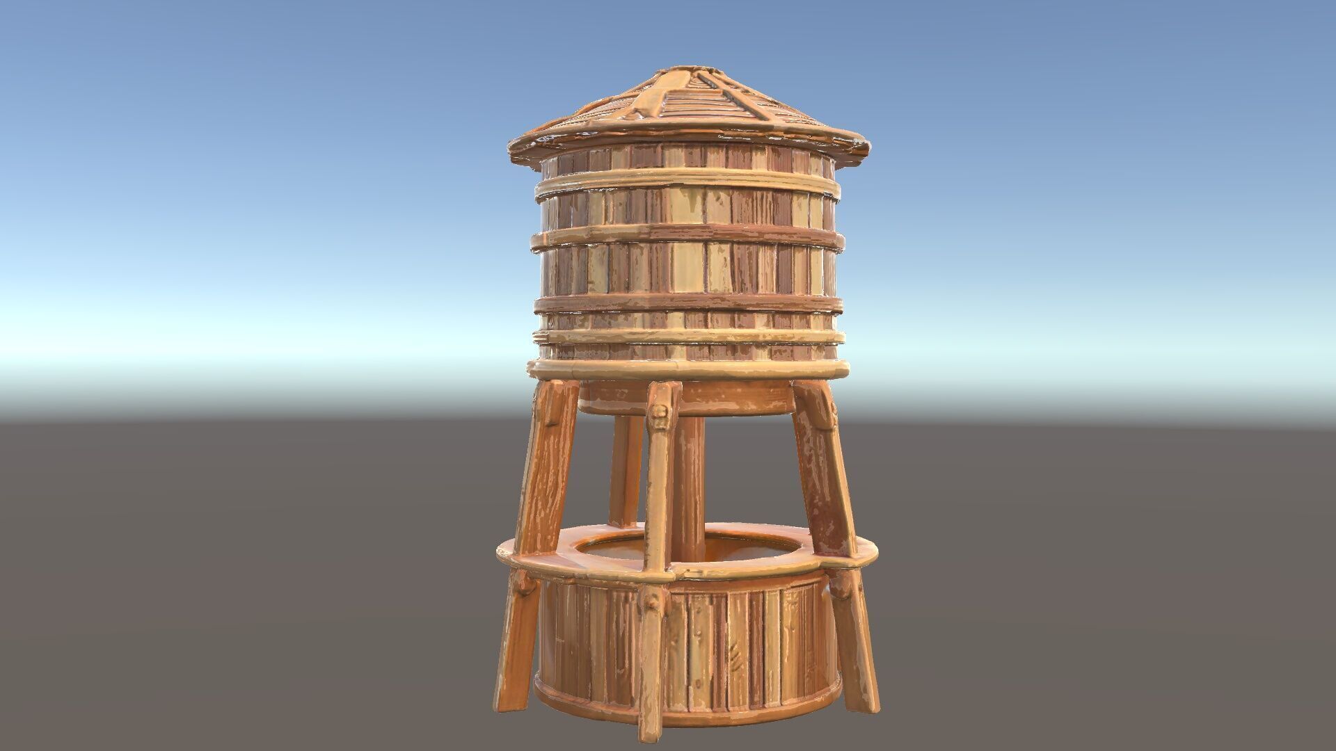 Wooden Water Tower Model Pack for Interactive Use Low-poly 3D model_35
