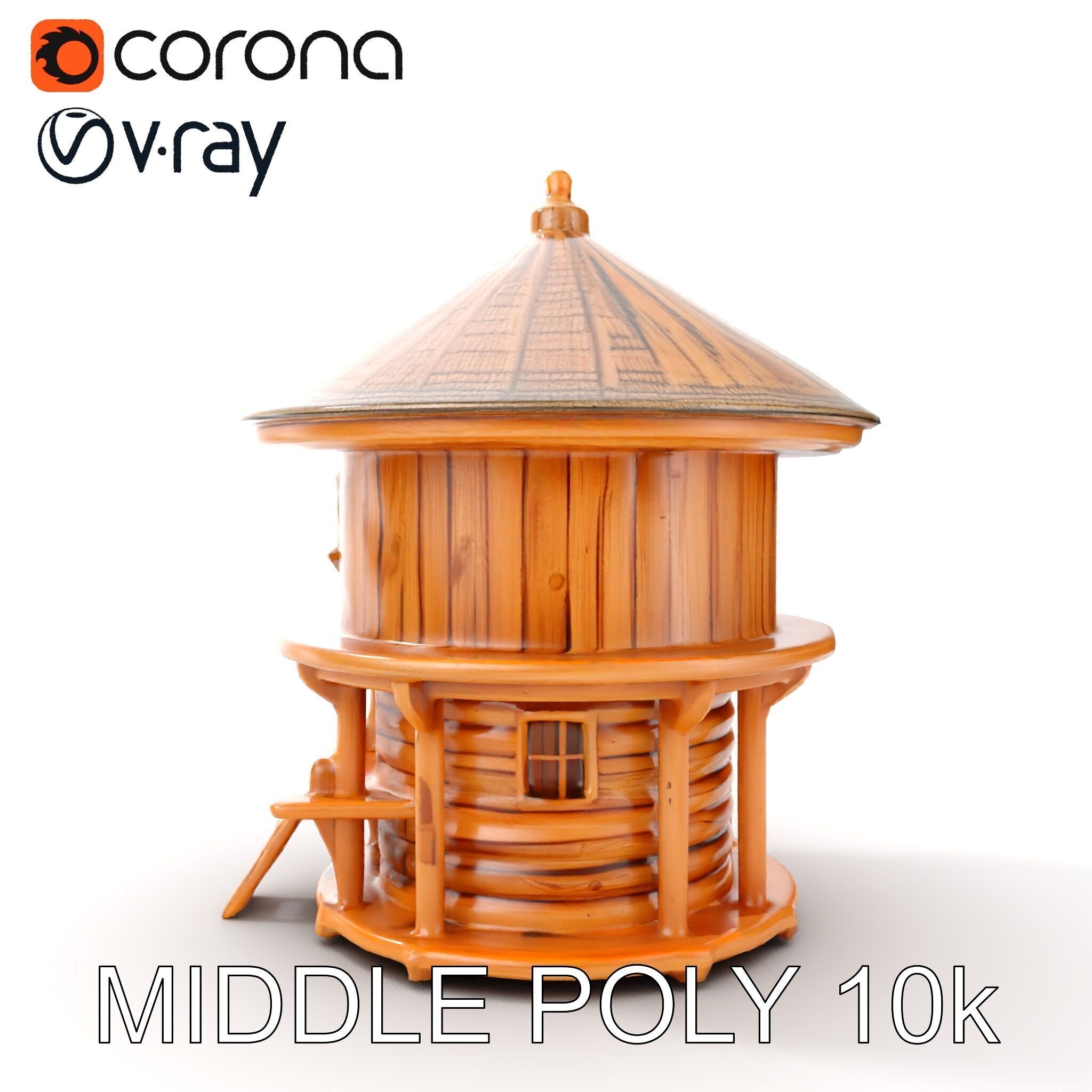 Round Wooden Cabin Model Pack Low-poly 3D model_6