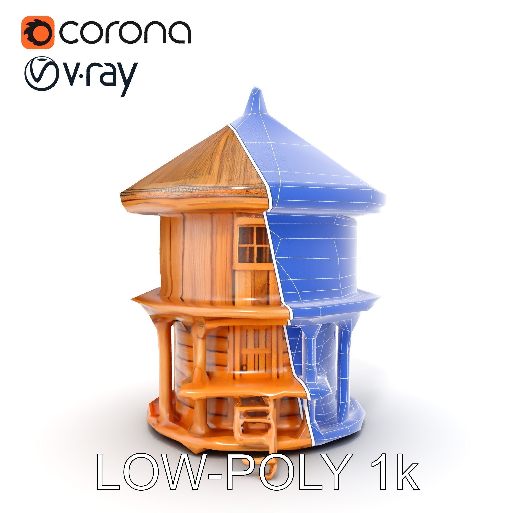 Round Wooden Cabin Model Pack Low-poly 3D model_31