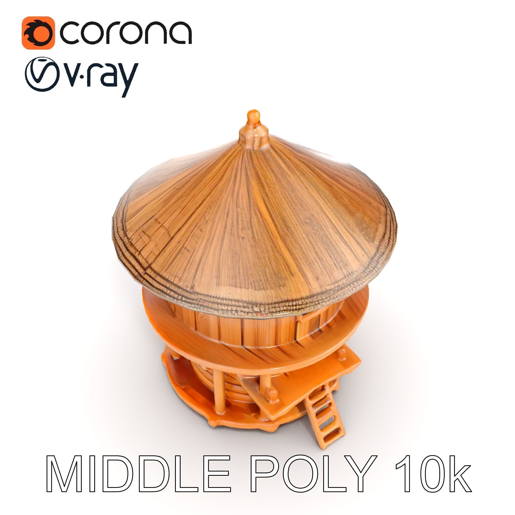 Round Wooden Cabin Model Pack Low-poly 3D model_14