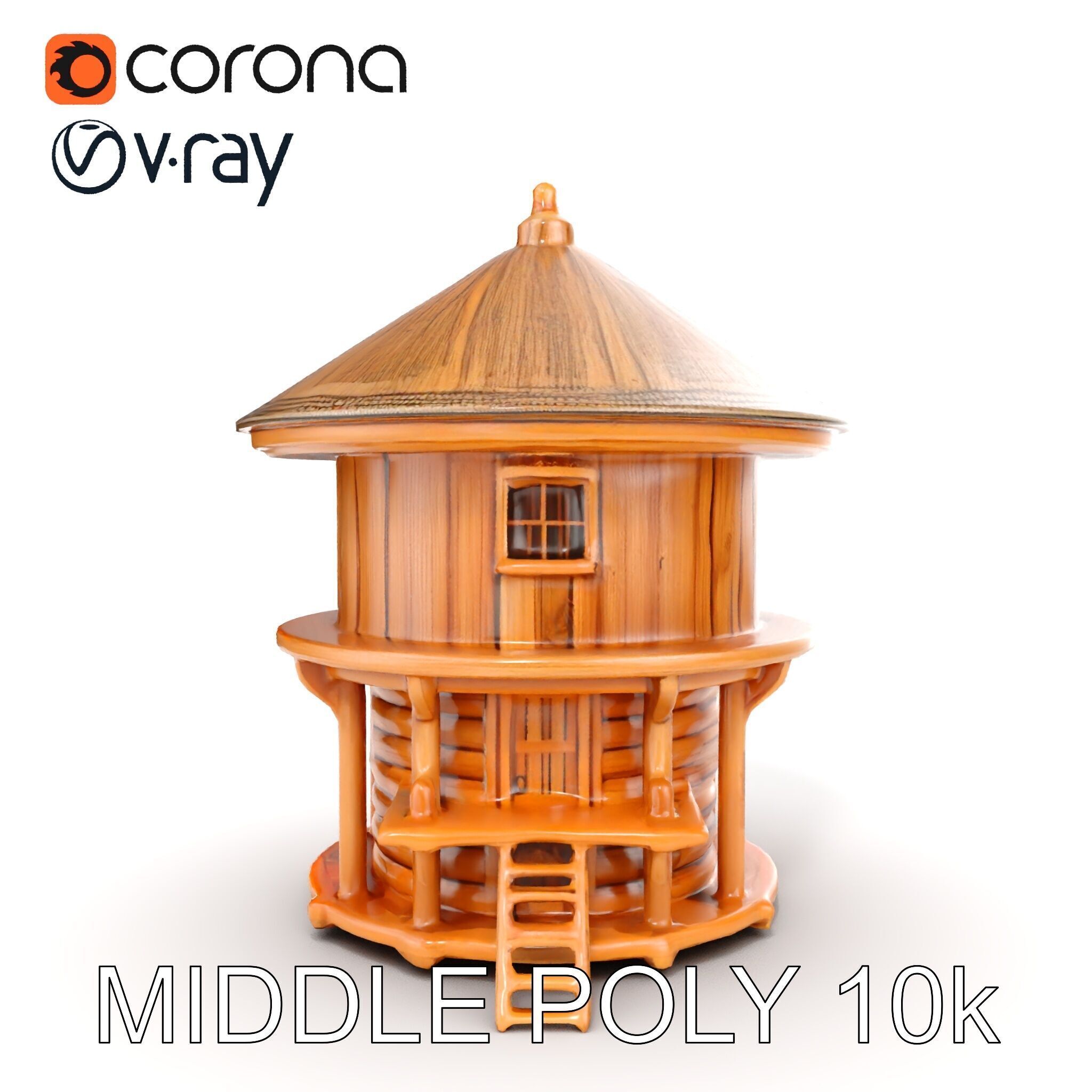 Round Wooden Cabin Model Pack Low-poly 3D model_18