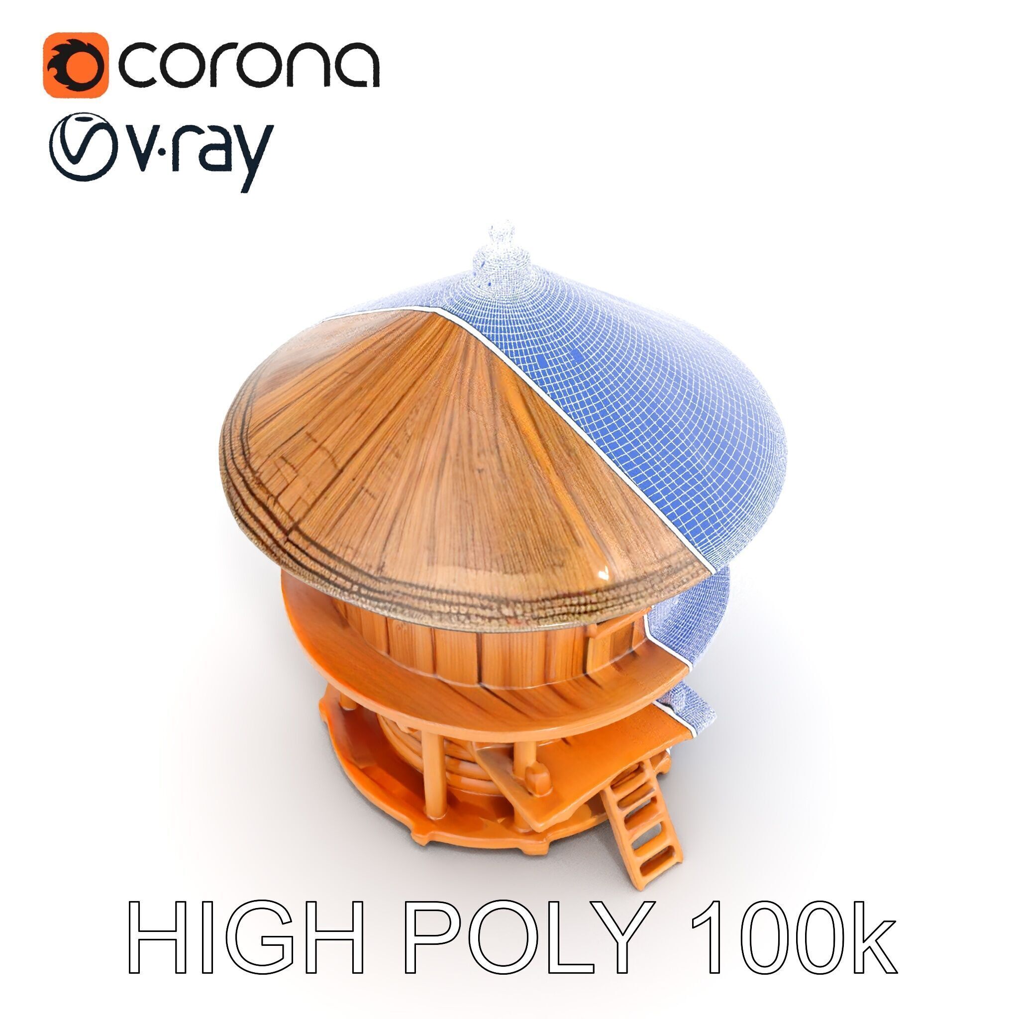 Round Wooden Cabin Model Pack Low-poly 3D model_32