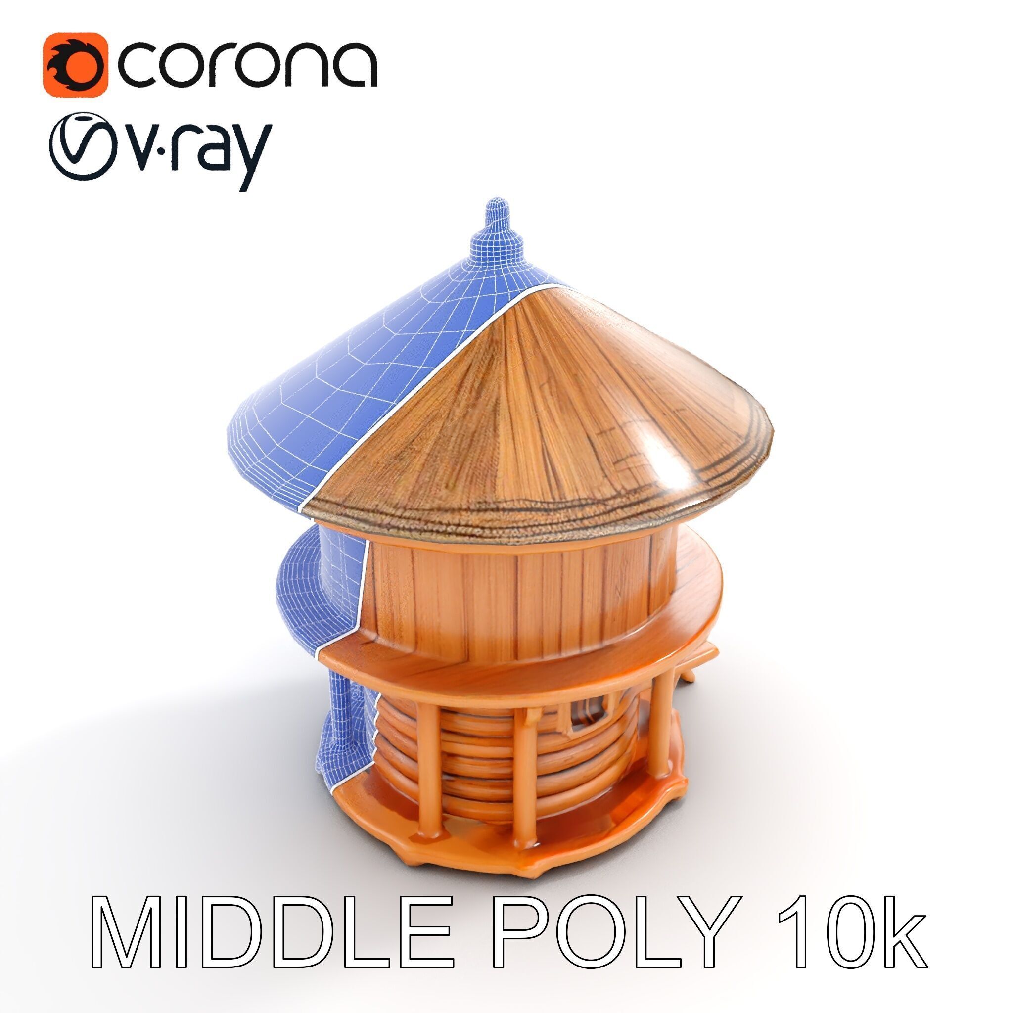 Round Wooden Cabin Model Pack Low-poly 3D model_21