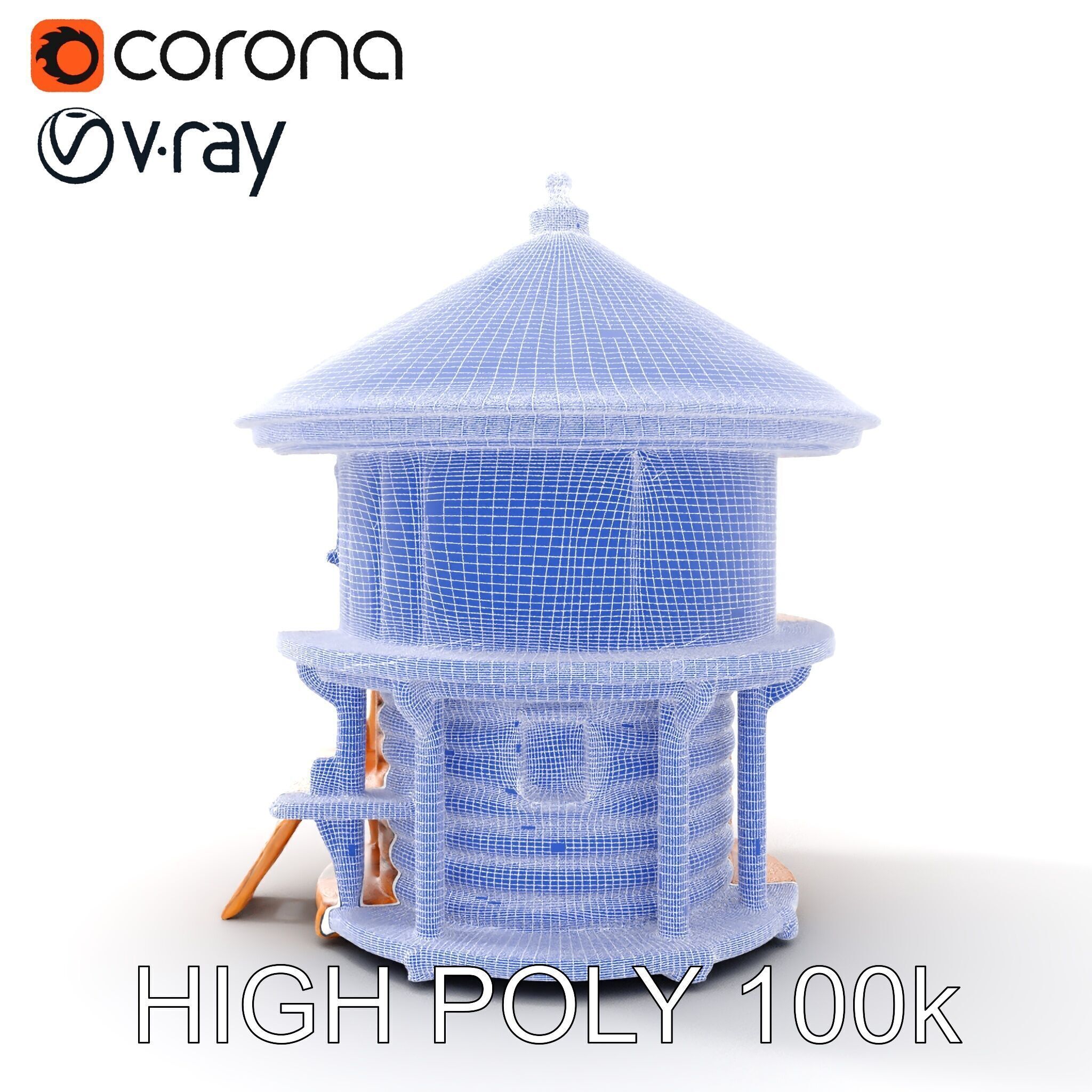 Round Wooden Cabin Model Pack Low-poly 3D model_29