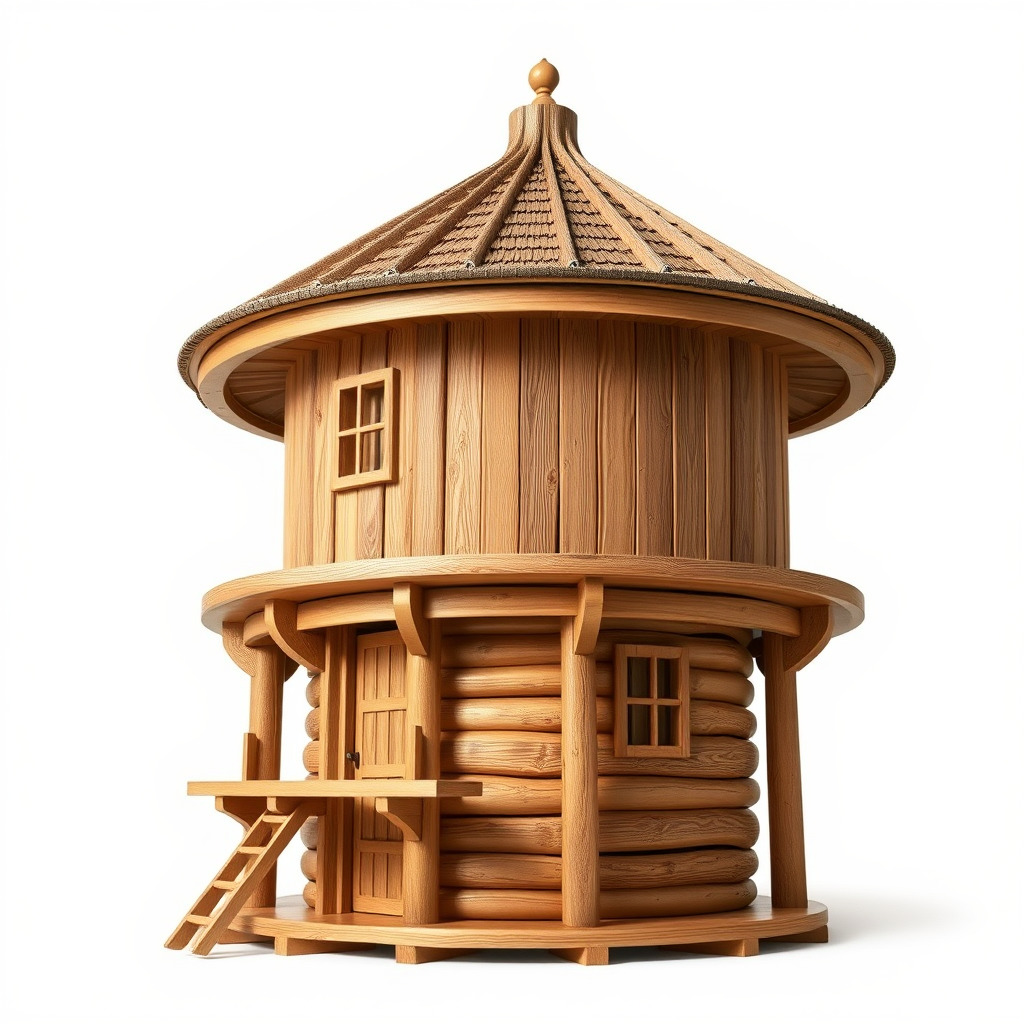 Round Wooden Cabin Model Pack Low-poly 3D model_2
