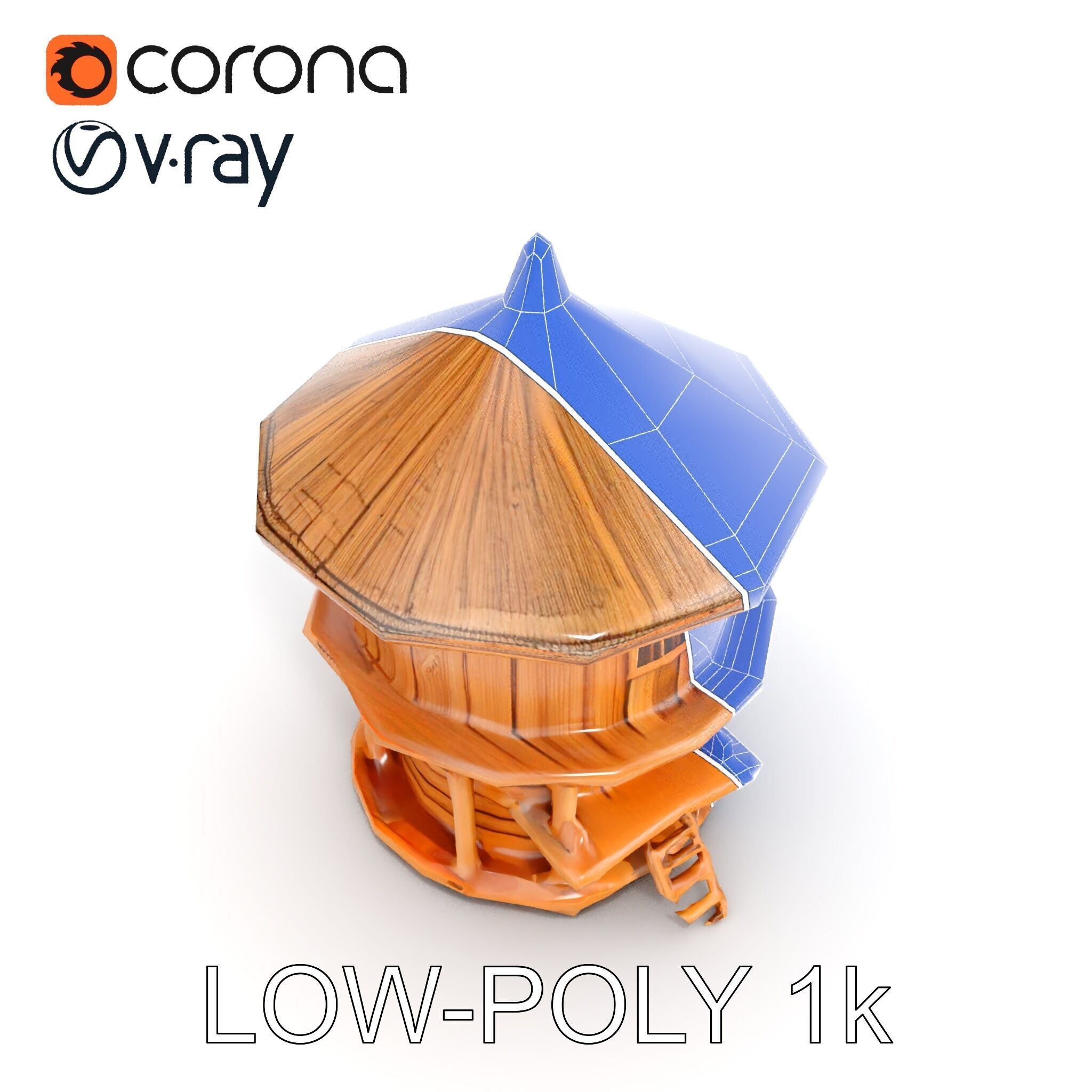 Round Wooden Cabin Model Pack Low-poly 3D model_9