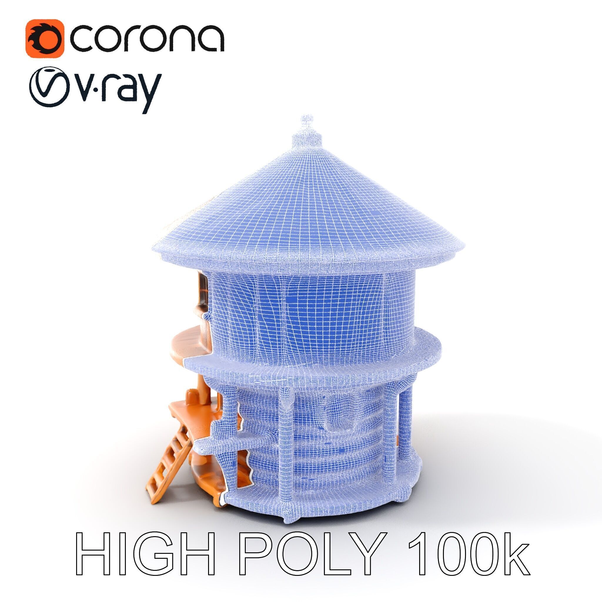 Round Wooden Cabin Model Pack Low-poly 3D model_4