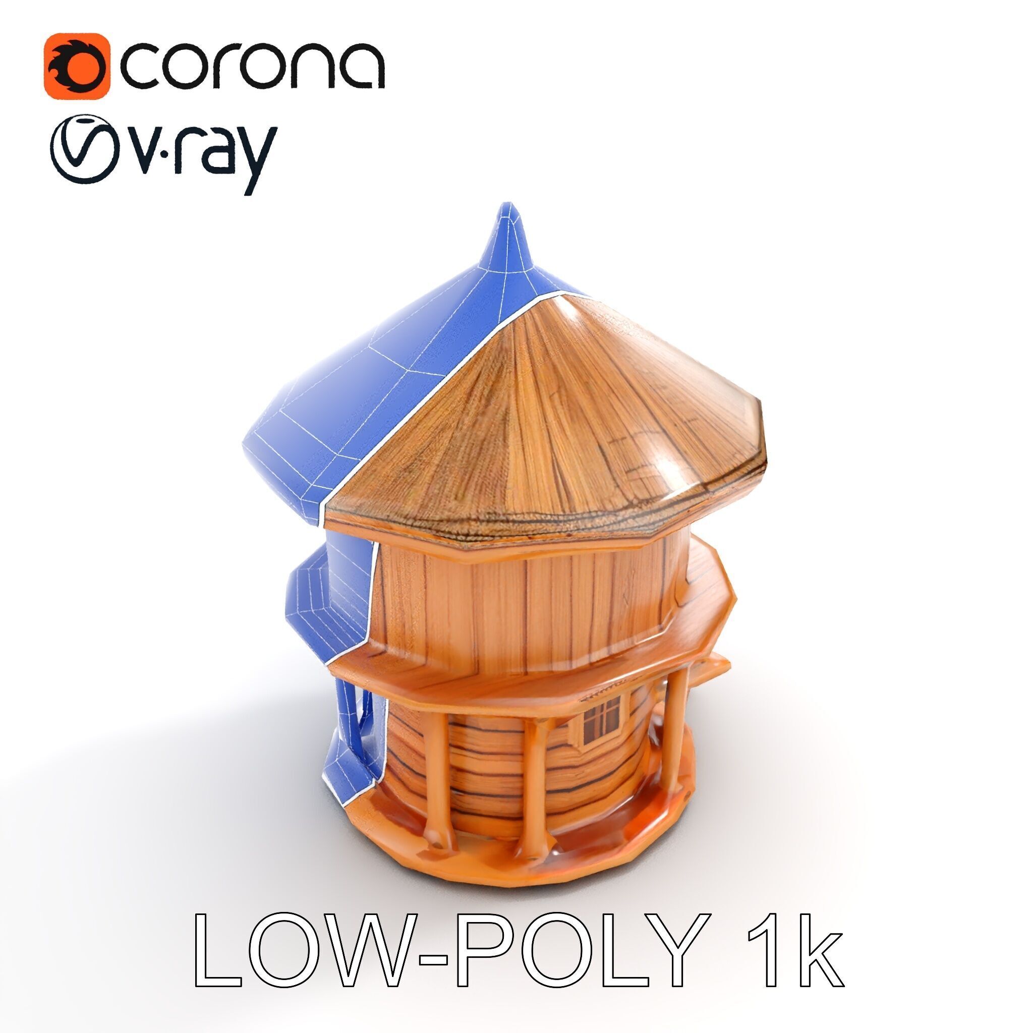 Round Wooden Cabin Model Pack Low-poly 3D model_12