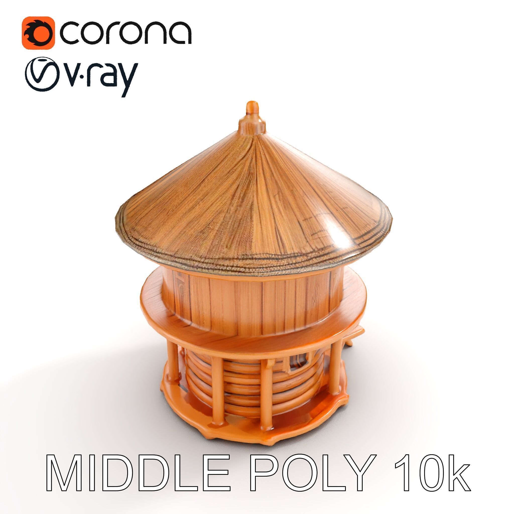 Round Wooden Cabin Model Pack Low-poly 3D model_8