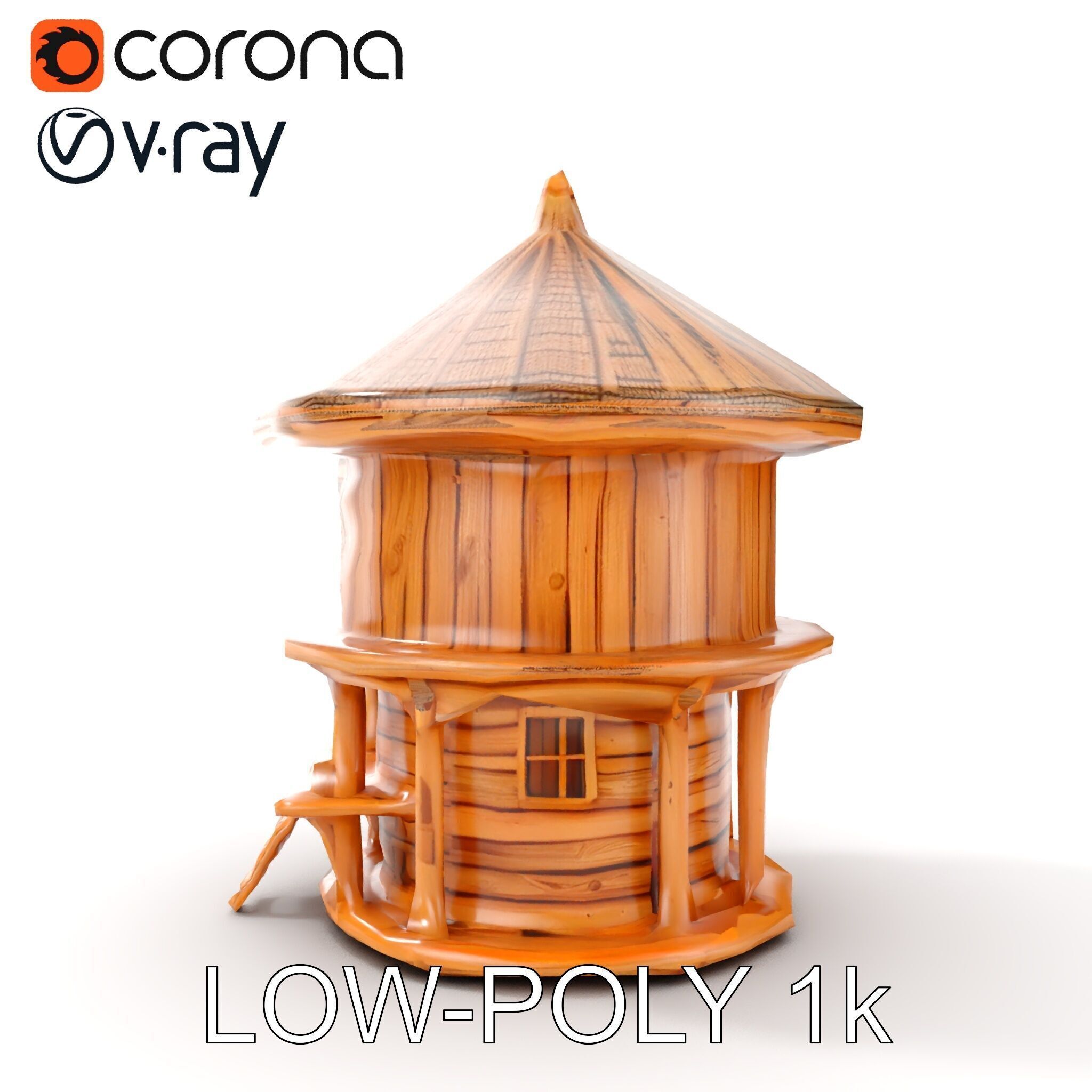 Round Wooden Cabin Model Pack Low-poly 3D model_17