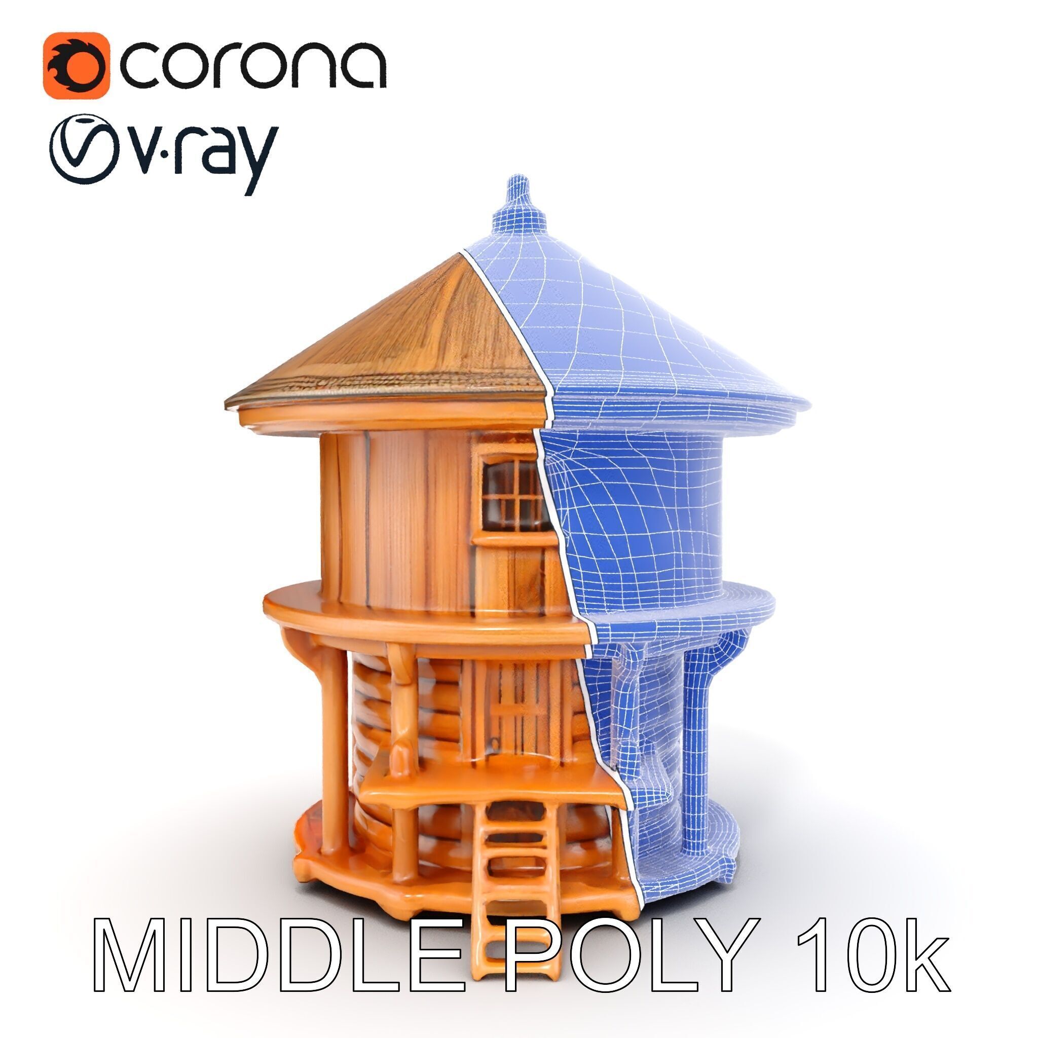 Round Wooden Cabin Model Pack Low-poly 3D model_30