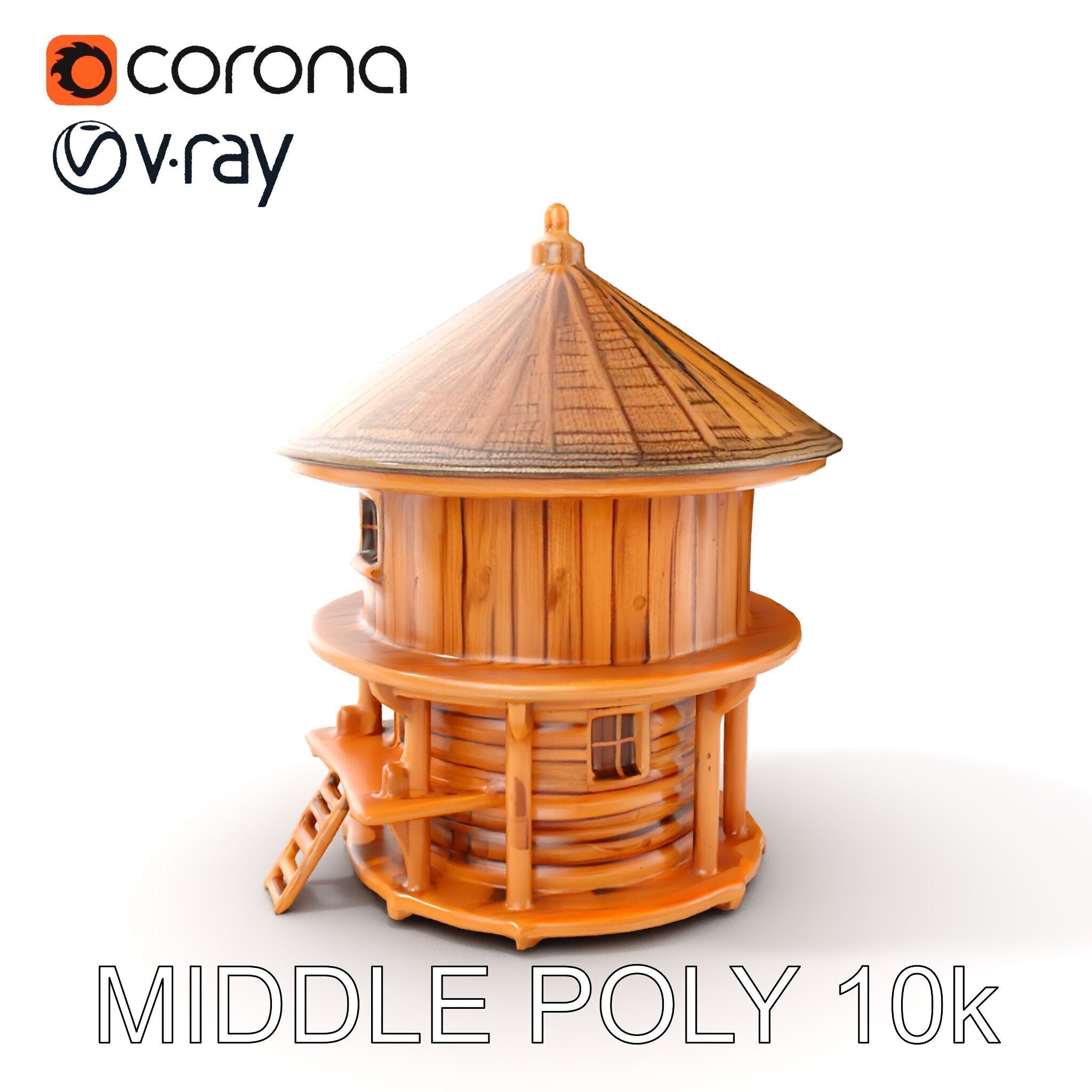 Round Wooden Cabin Model Pack Low-poly 3D model_16