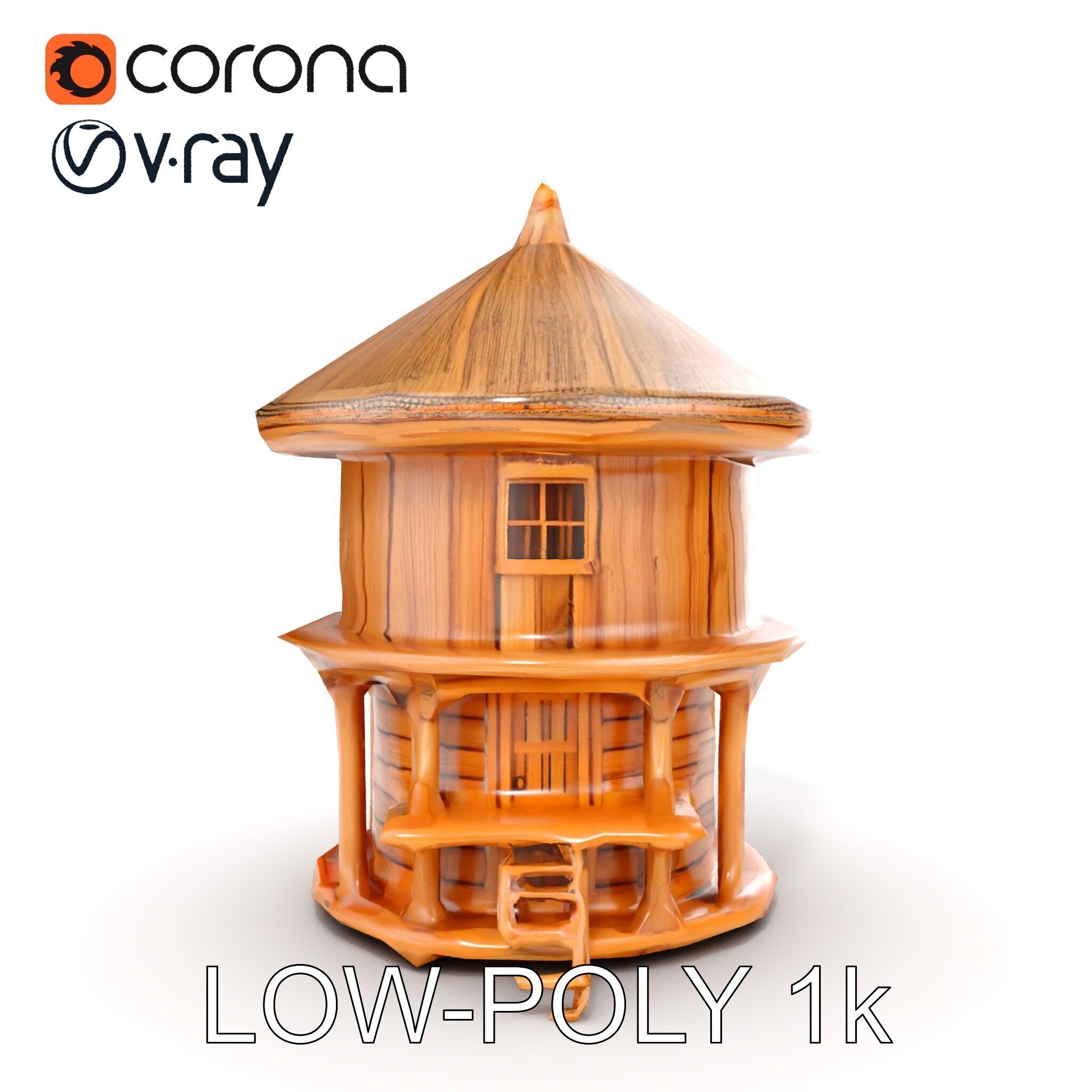 Round Wooden Cabin Model Pack Low-poly 3D model_15