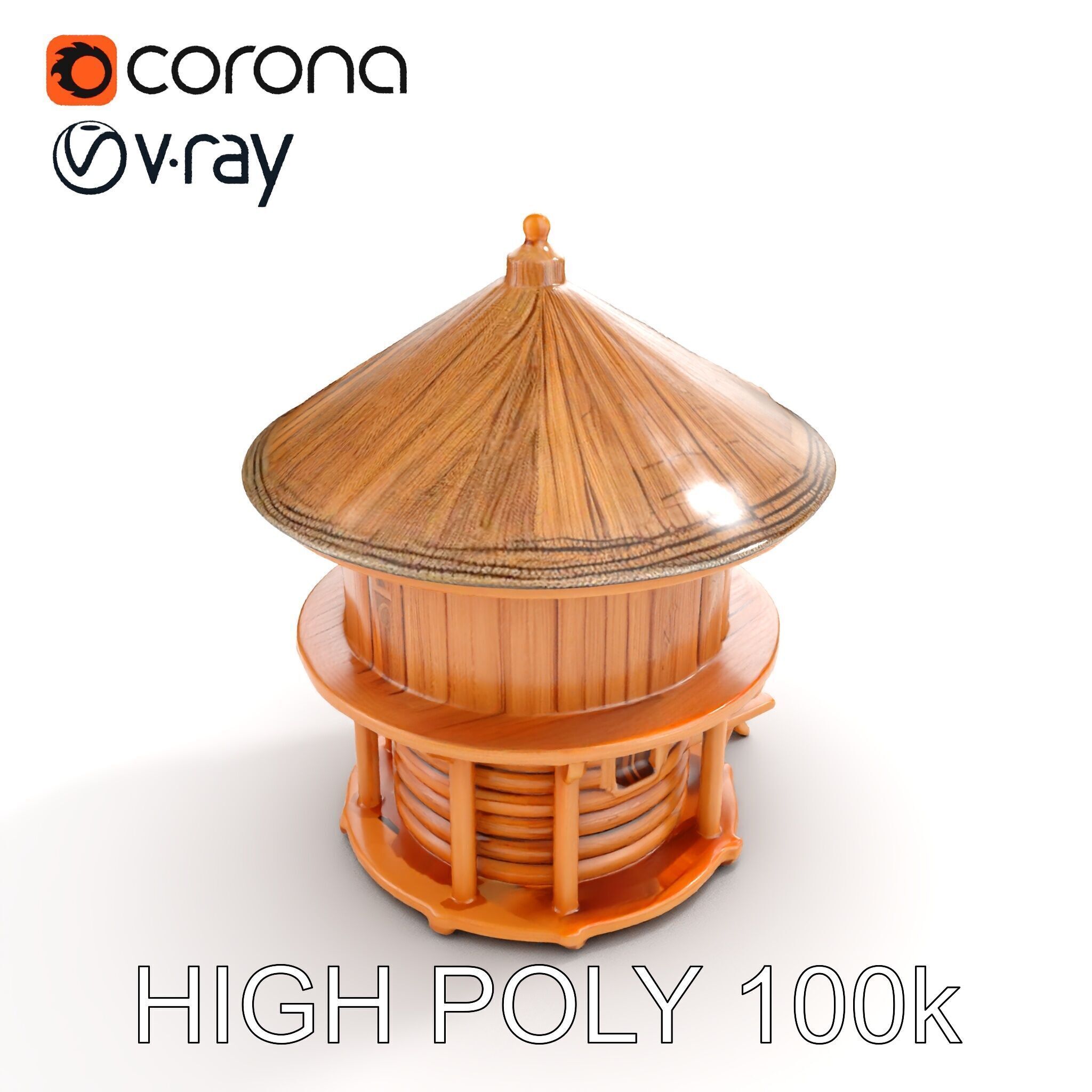 Round Wooden Cabin Model Pack Low-poly 3D model_10