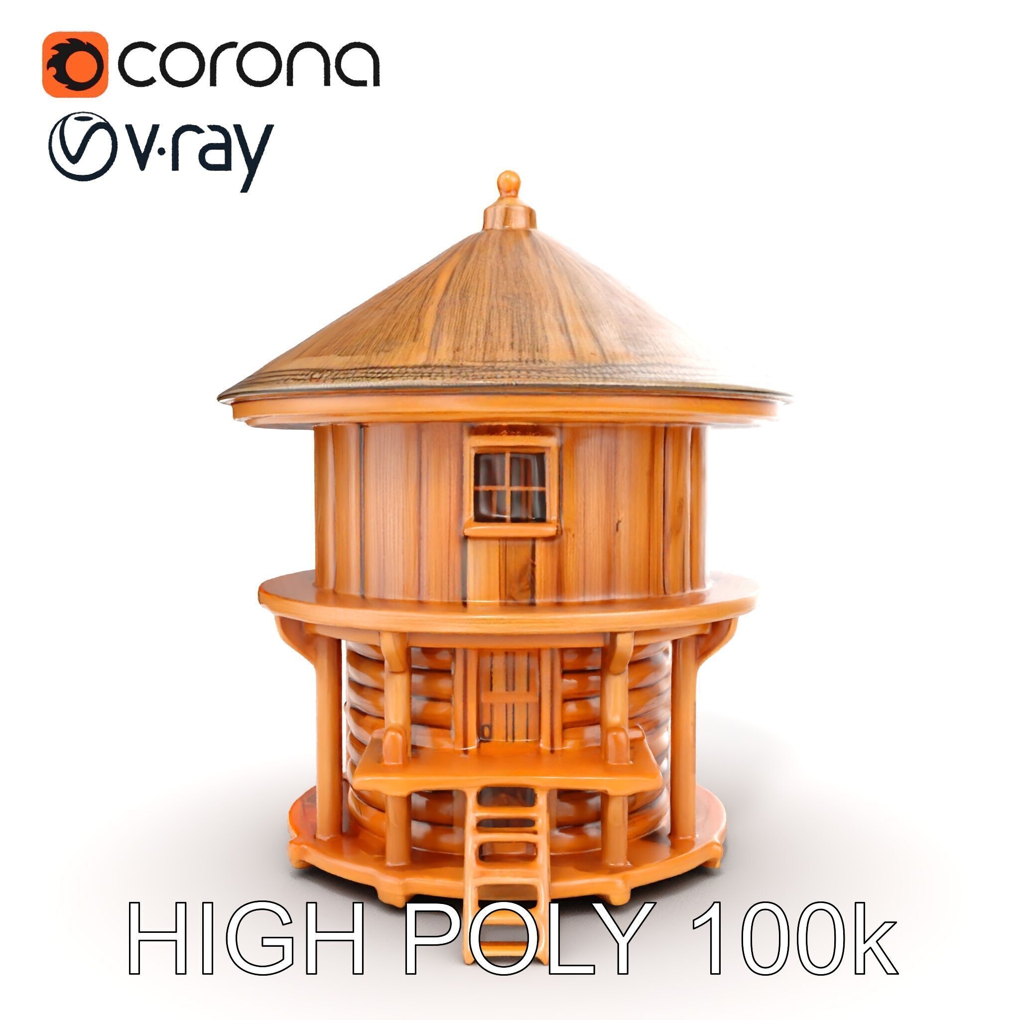 Round Wooden Cabin Model Pack Low-poly 3D model_23