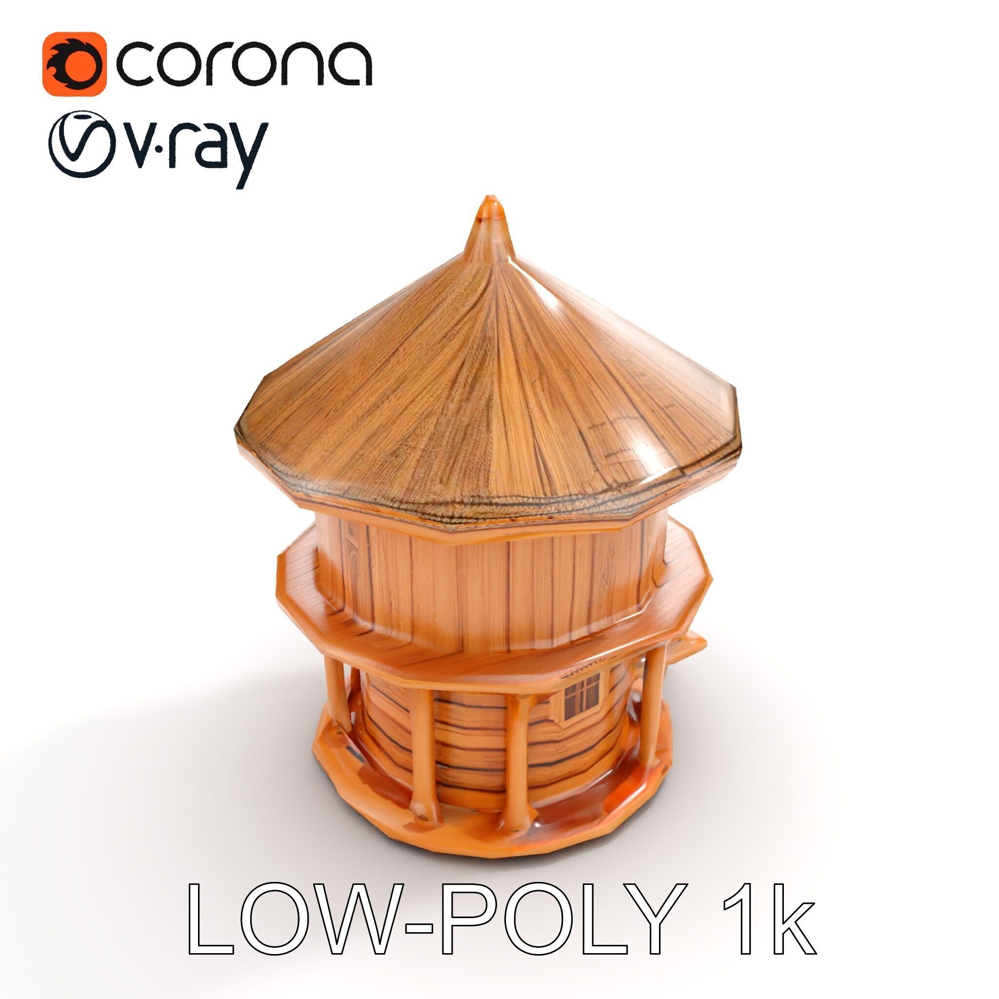 Round Wooden Cabin Model Pack Low-poly 3D model_19