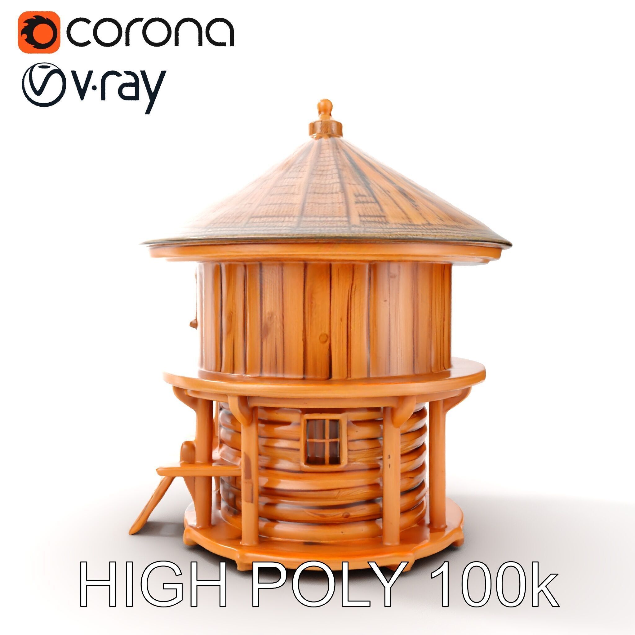 Round Wooden Cabin Model Pack Low-poly 3D model_13