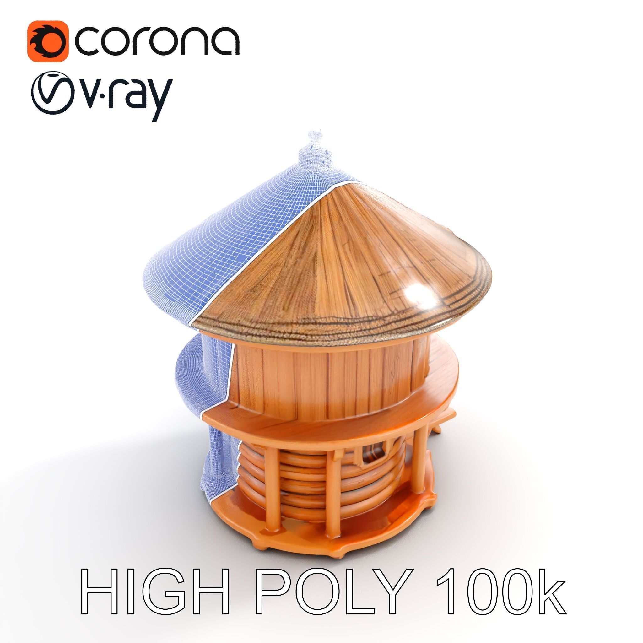 Round Wooden Cabin Model Pack Low-poly 3D model_26