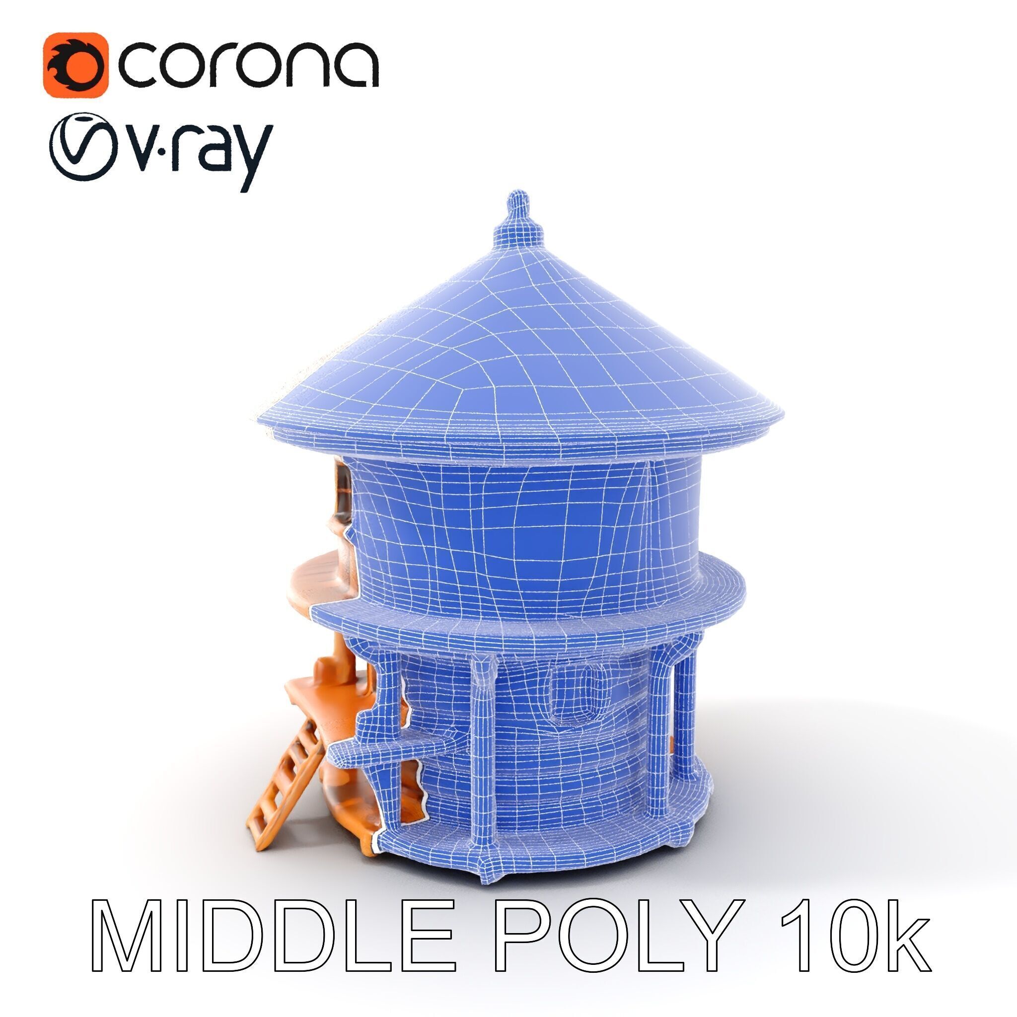 Round Wooden Cabin Model Pack Low-poly 3D model_11
