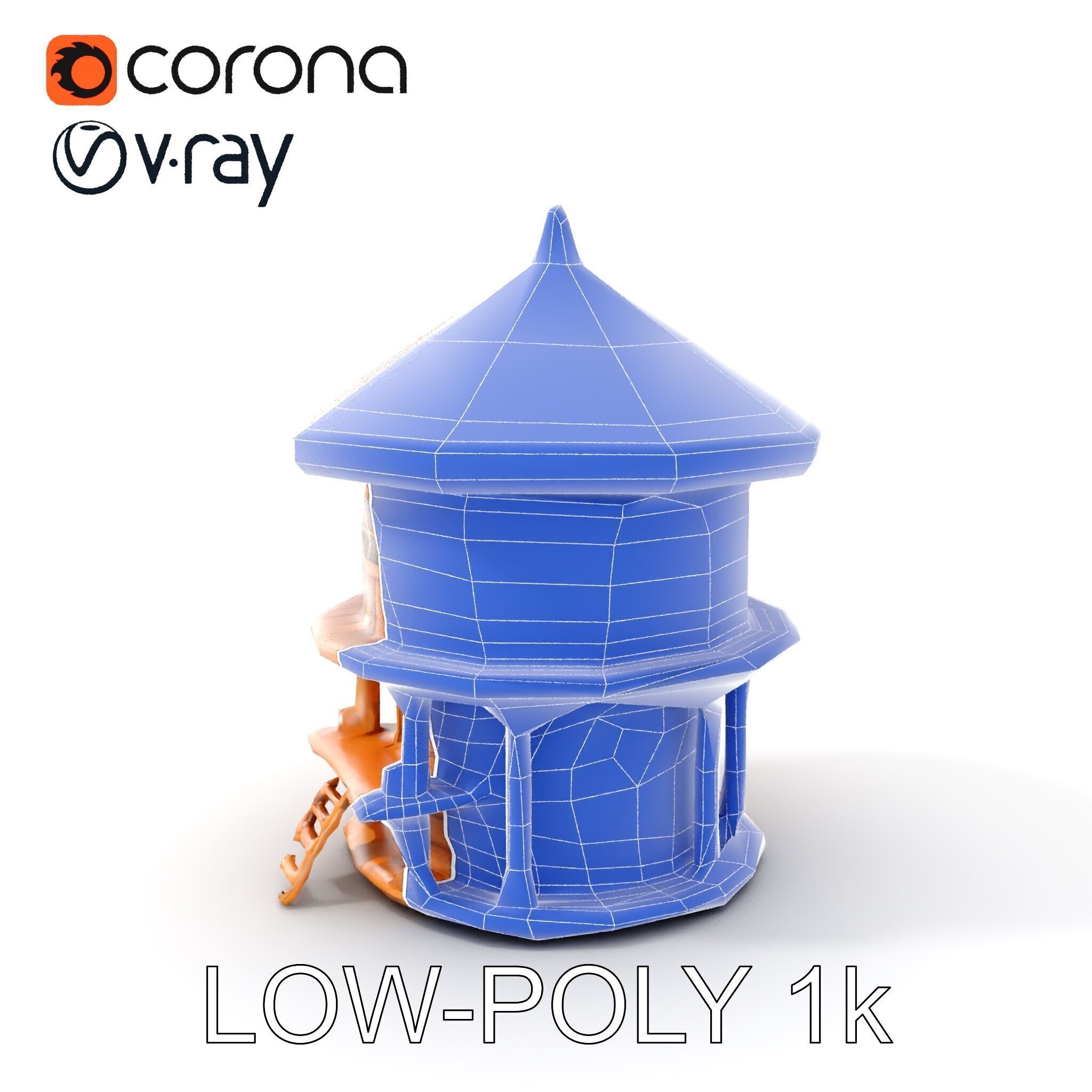 Round Wooden Cabin Model Pack Low-poly 3D model_28
