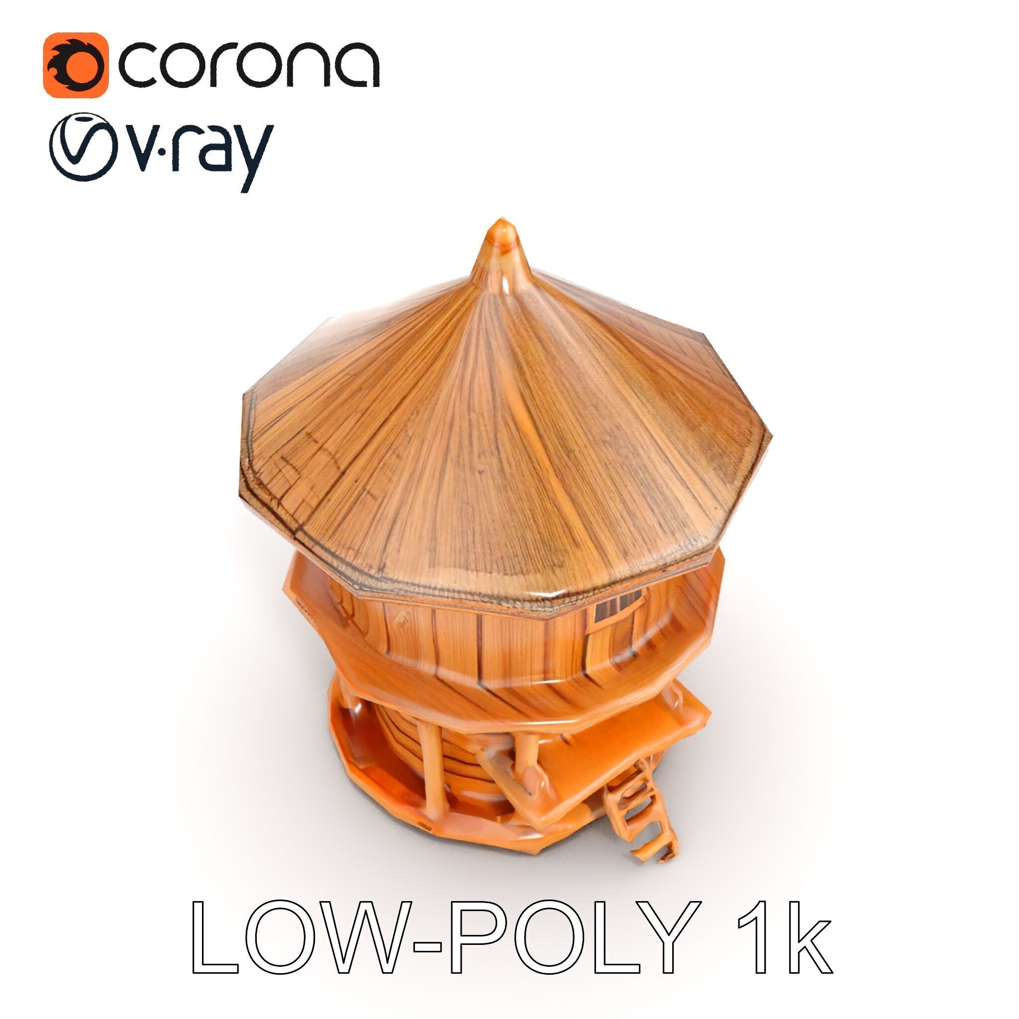 Round Wooden Cabin Model Pack Low-poly 3D model_25