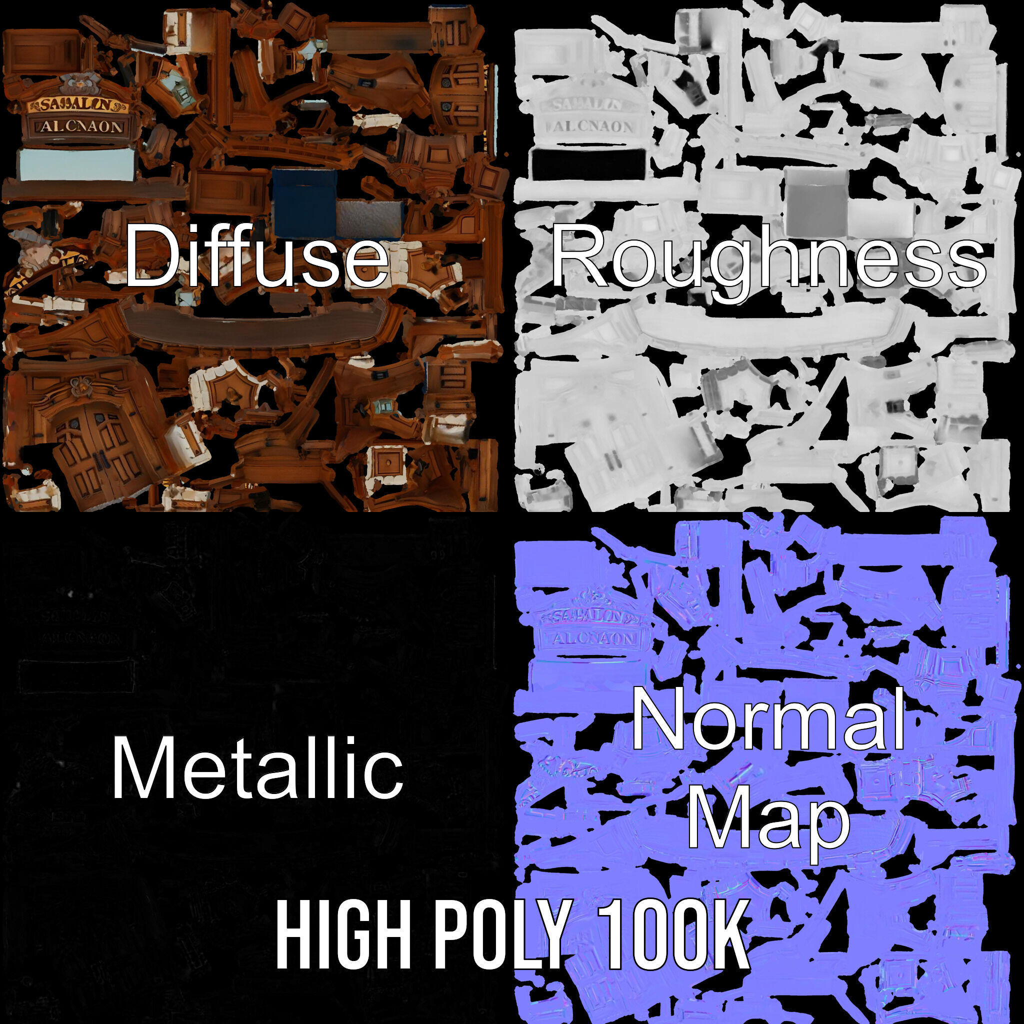 Victorian Style Storefront Model Pack Low-poly 3D model_4