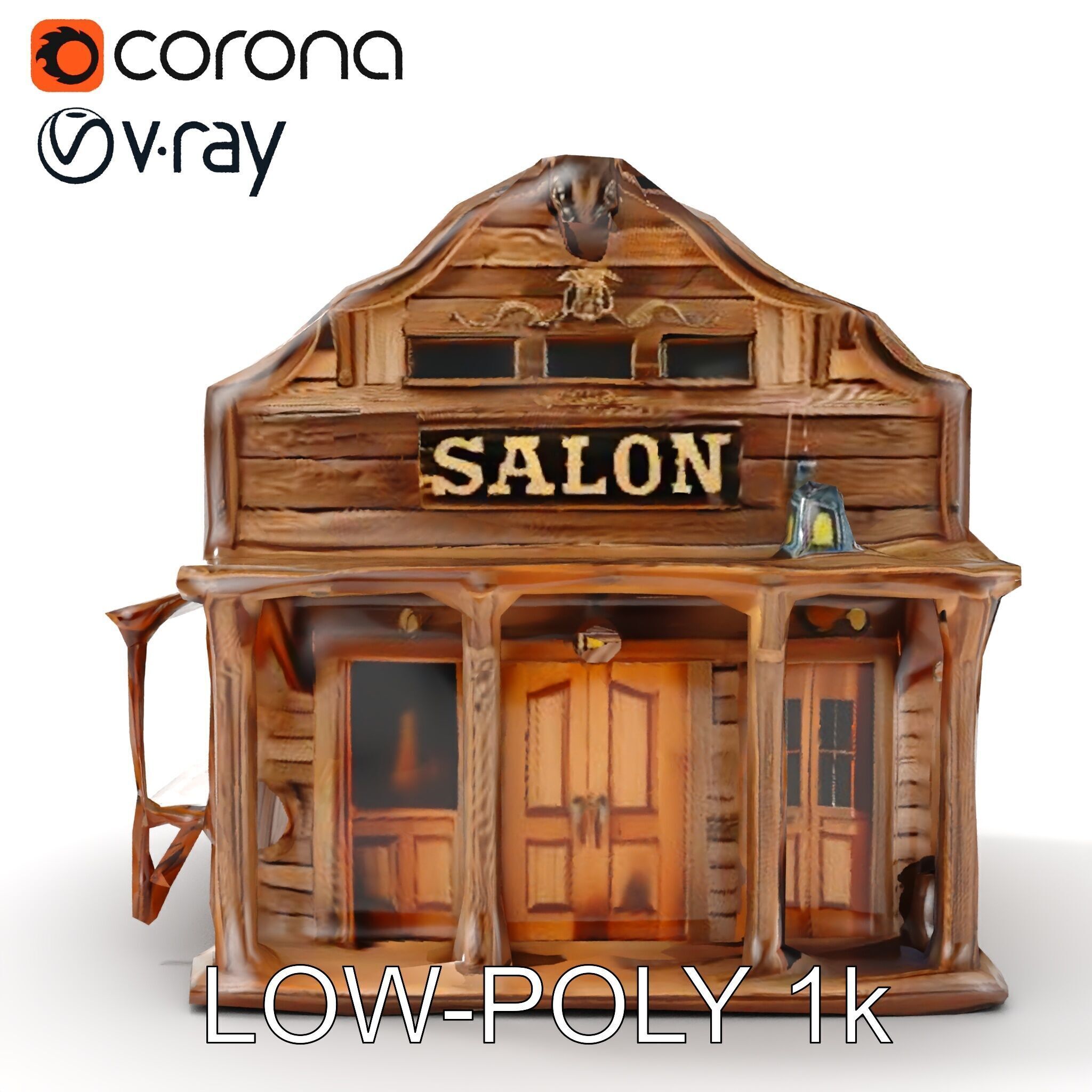 Western Saloon Building Model Pack for Game Design and Rendering Low-poly 3D model_21