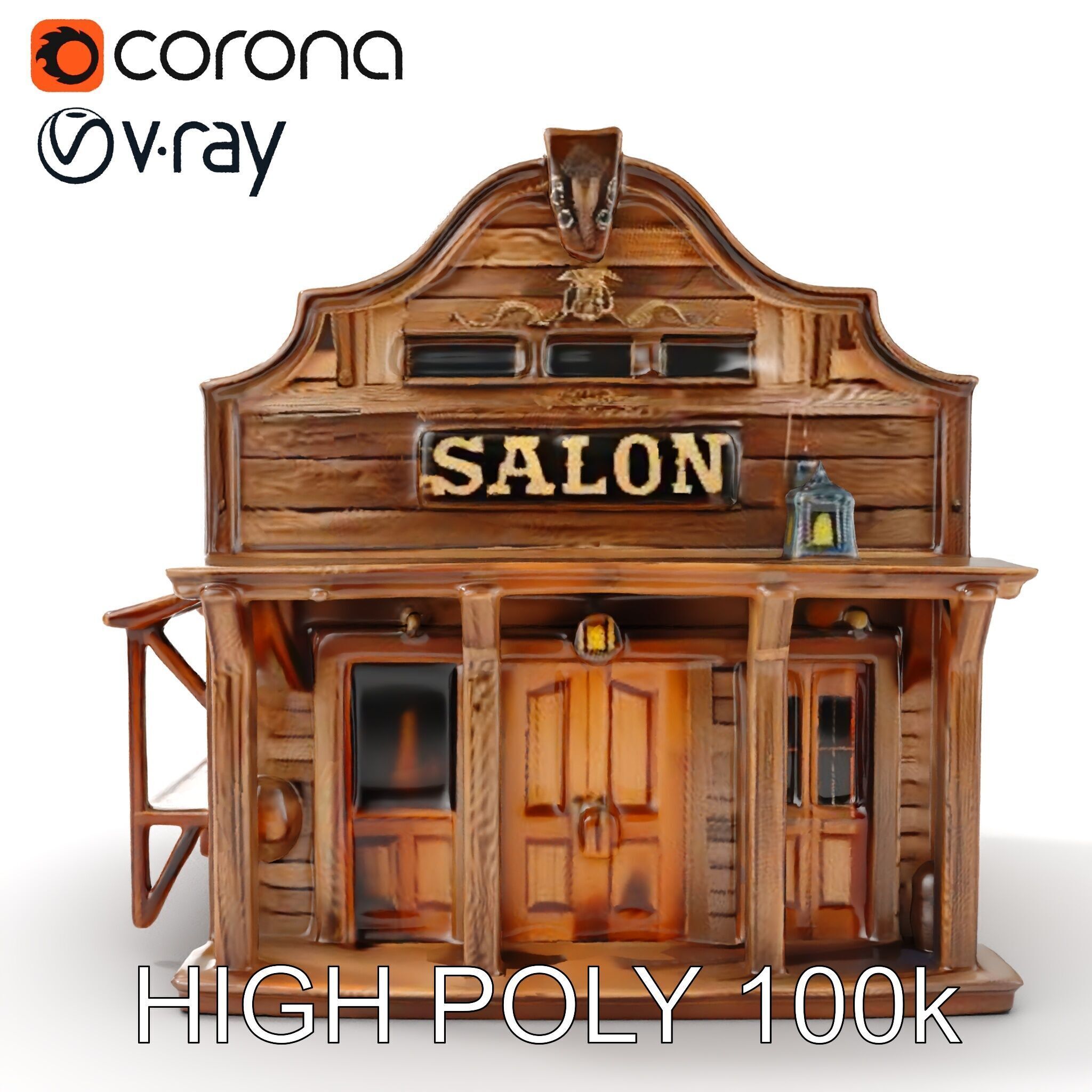 Western Saloon Building Model Pack for Game Design and Rendering Low-poly 3D model_11
