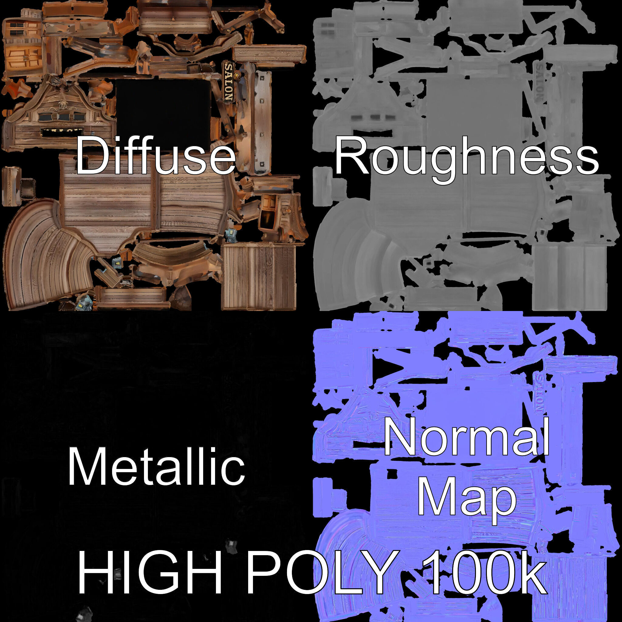 Western Saloon Building Model Pack for Game Design and Rendering Low-poly 3D model_4