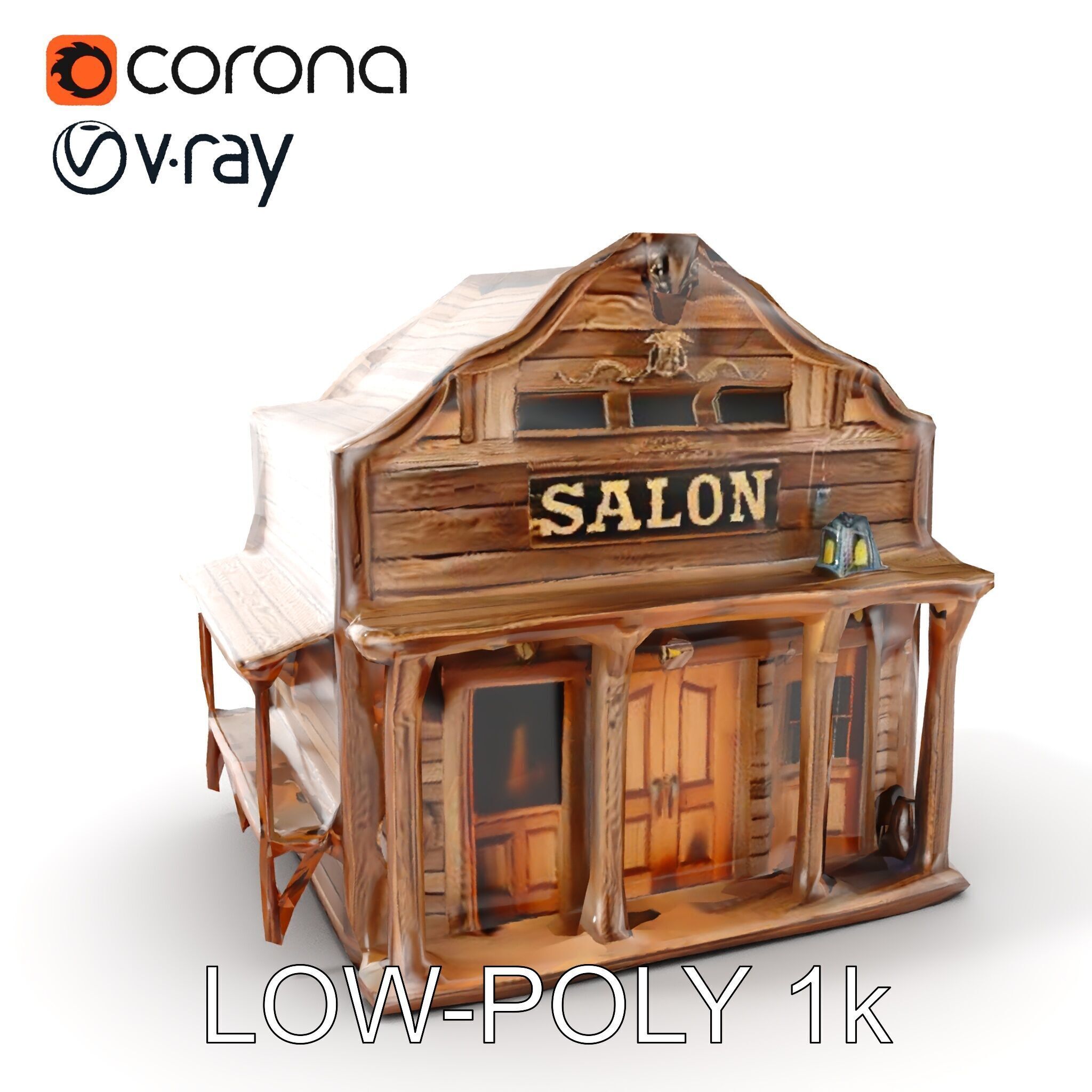 Western Saloon Building Model Pack for Game Design and Rendering Low-poly 3D model_16
