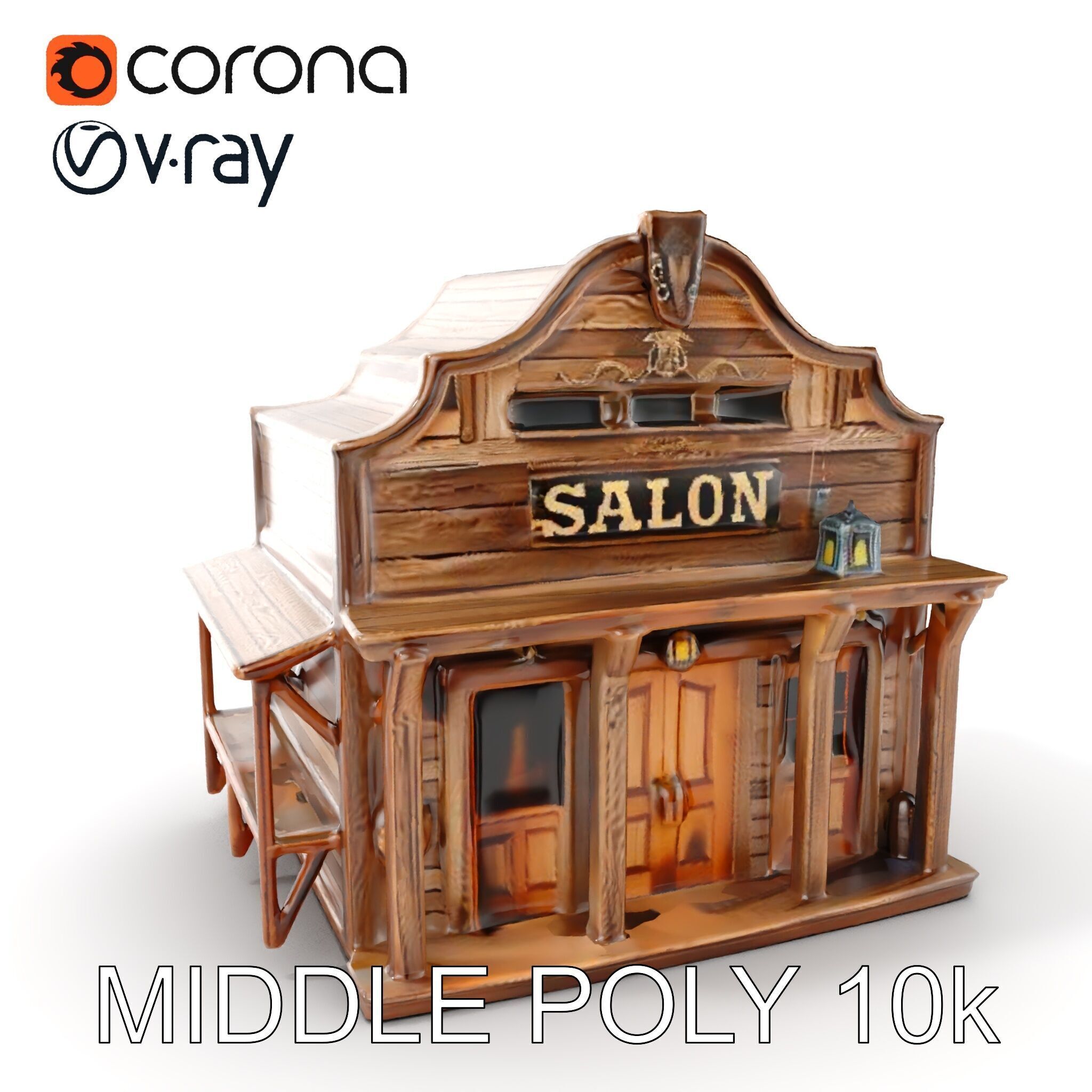 Western Saloon Building Model Pack for Game Design and Rendering Low-poly 3D model_9