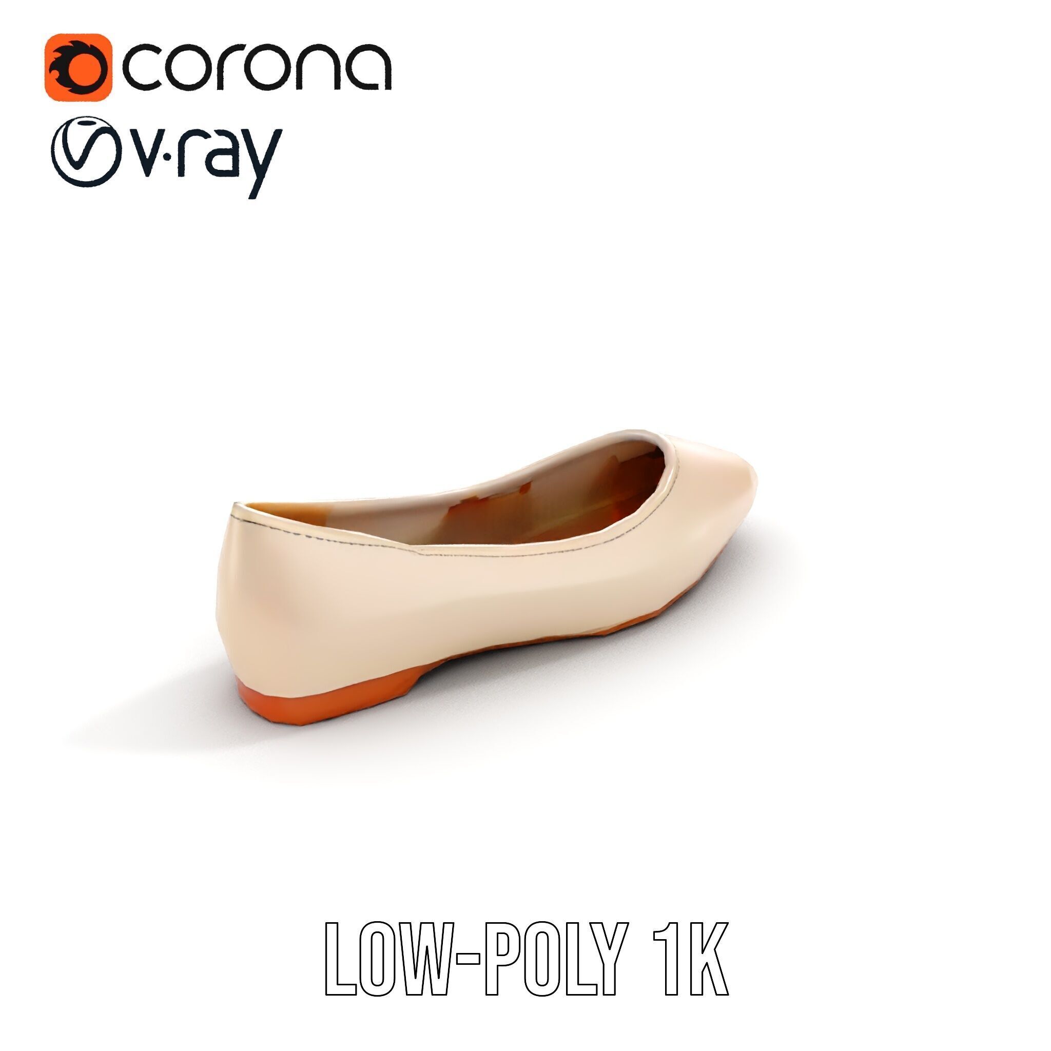 Elegant Beige Flat Shoe D Model Pack Low-poly 3D model_9