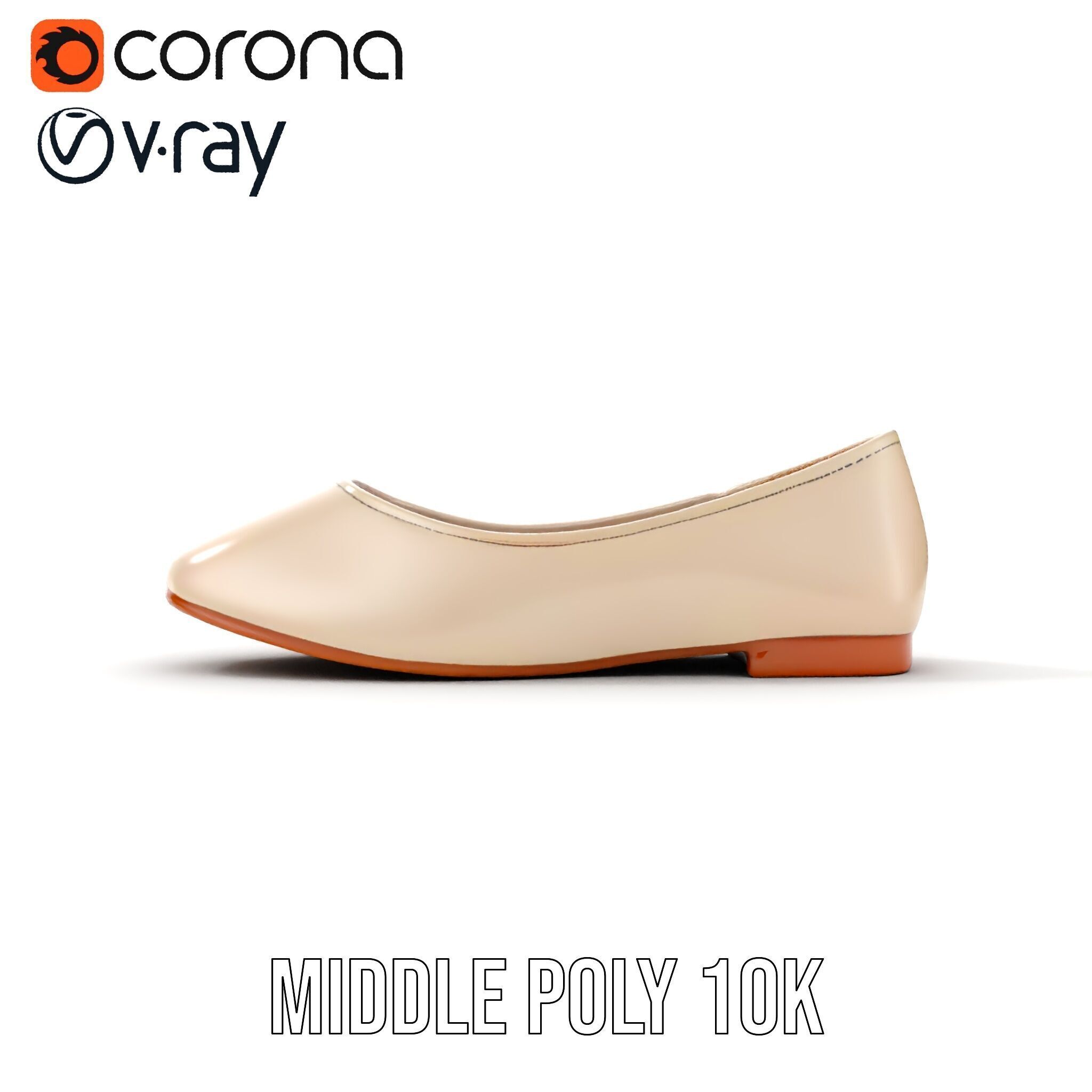 Elegant Beige Flat Shoe D Model Pack Low-poly 3D model_8
