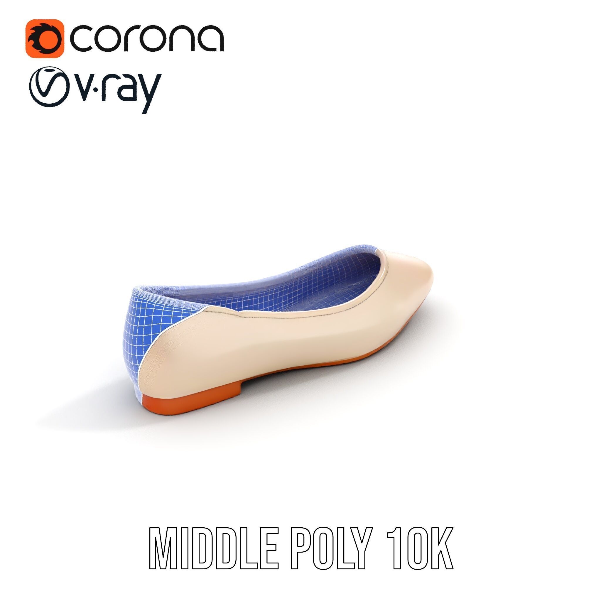 Elegant Beige Flat Shoe D Model Pack Low-poly 3D model_19
