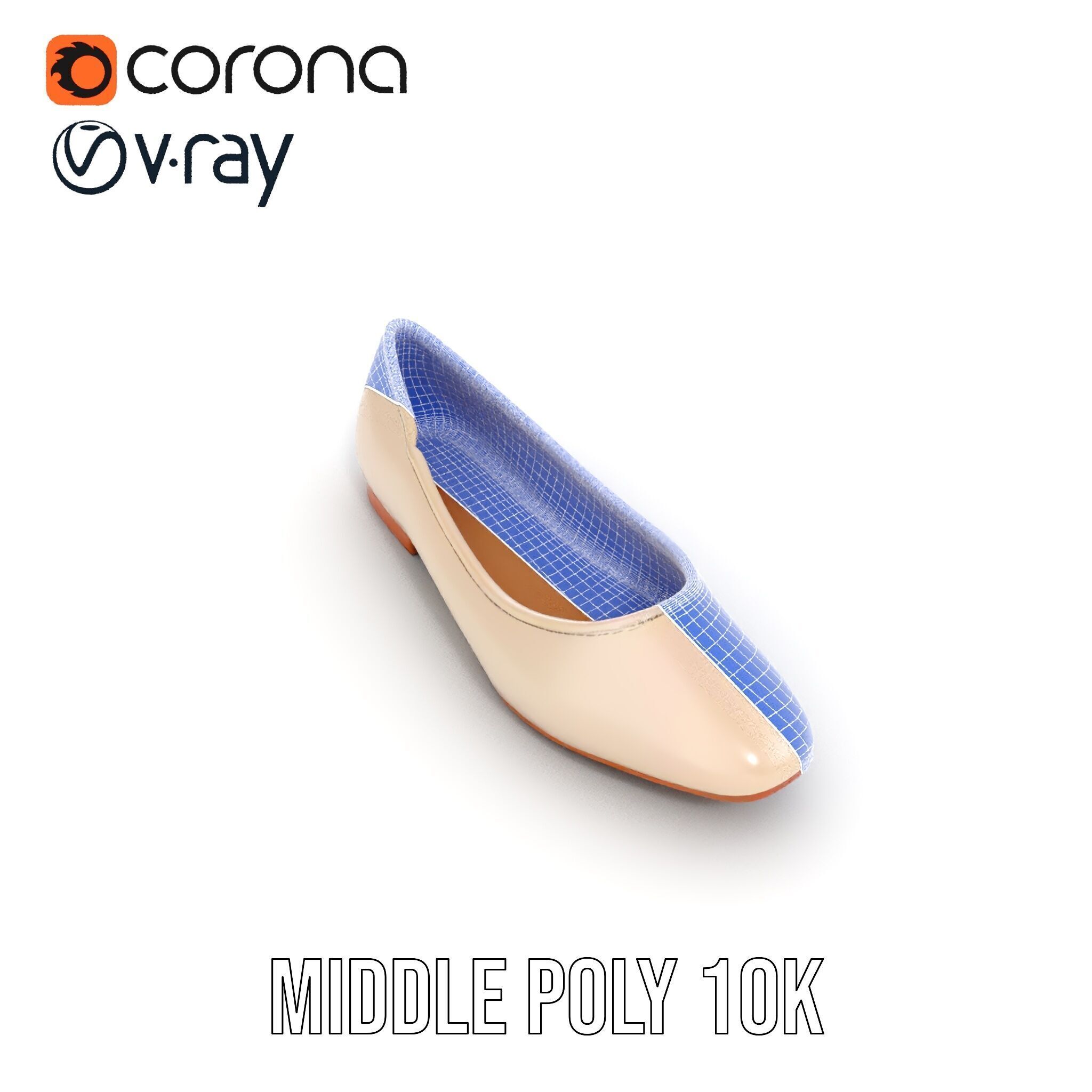 Elegant Beige Flat Shoe D Model Pack Low-poly 3D model_28