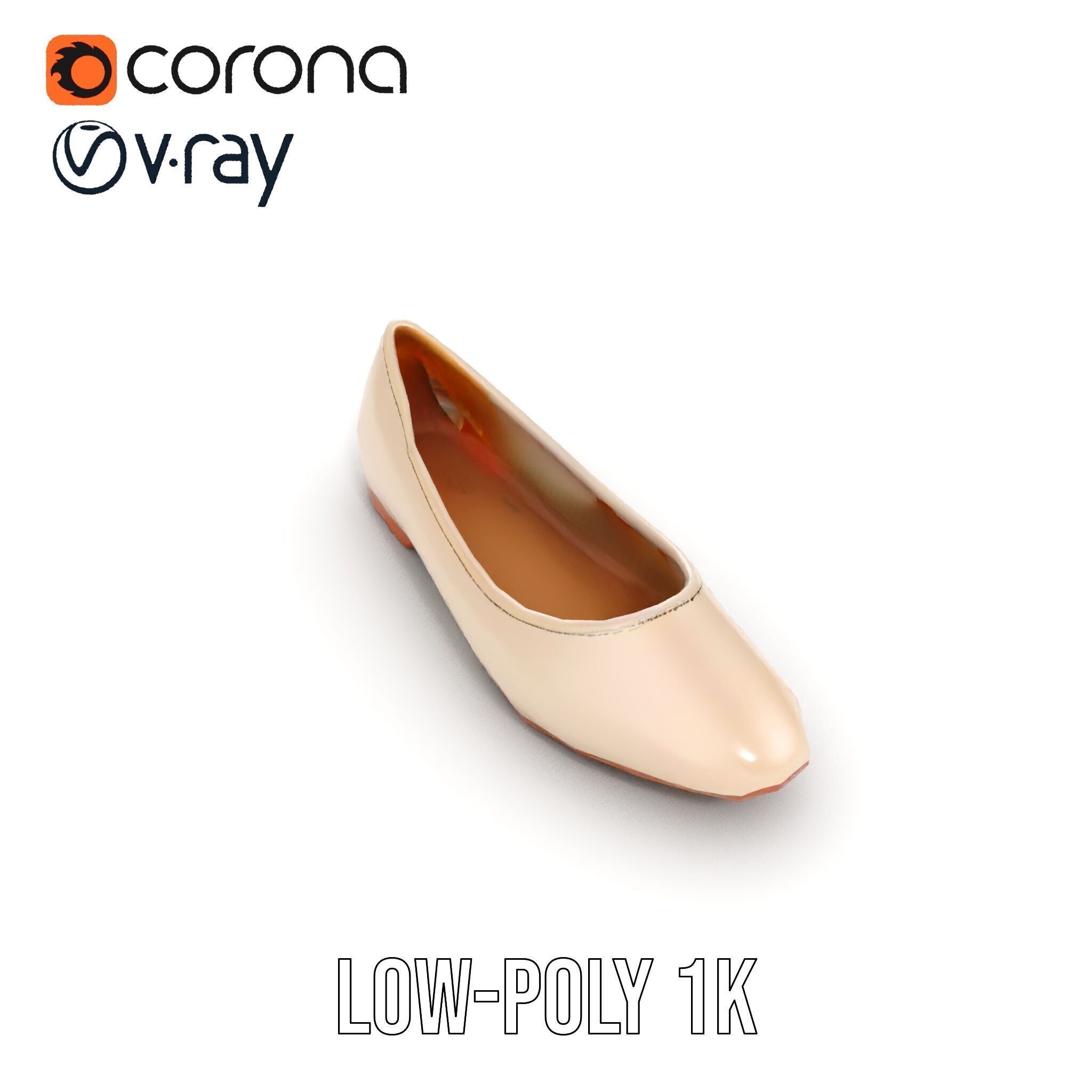 Elegant Beige Flat Shoe D Model Pack Low-poly 3D model_23