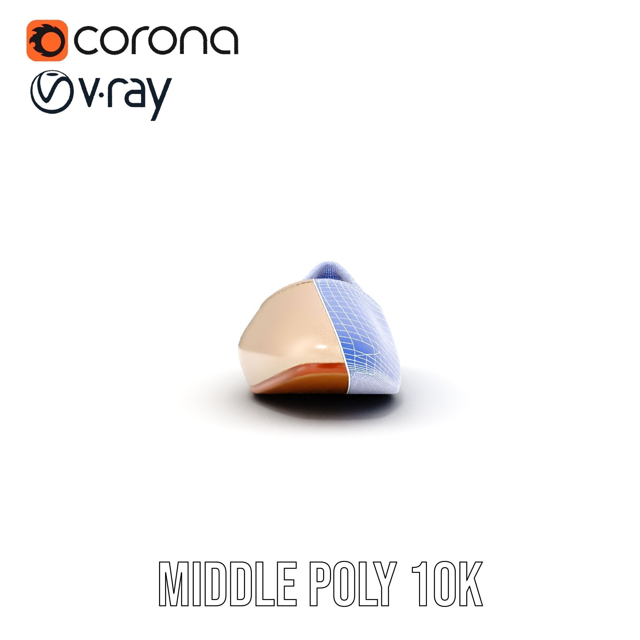 Elegant Beige Flat Shoe D Model Pack Low-poly 3D model_22