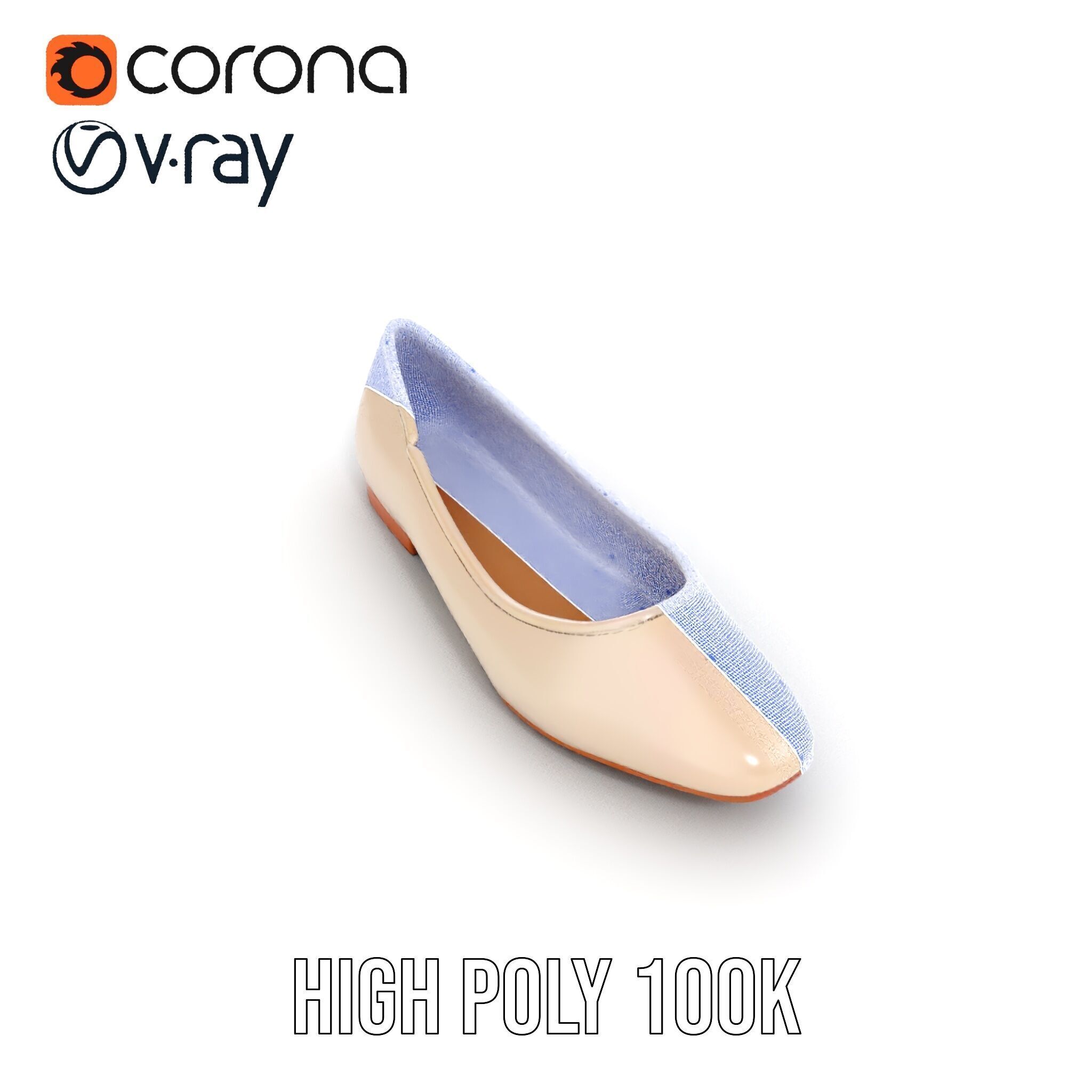 Elegant Beige Flat Shoe D Model Pack Low-poly 3D model_27
