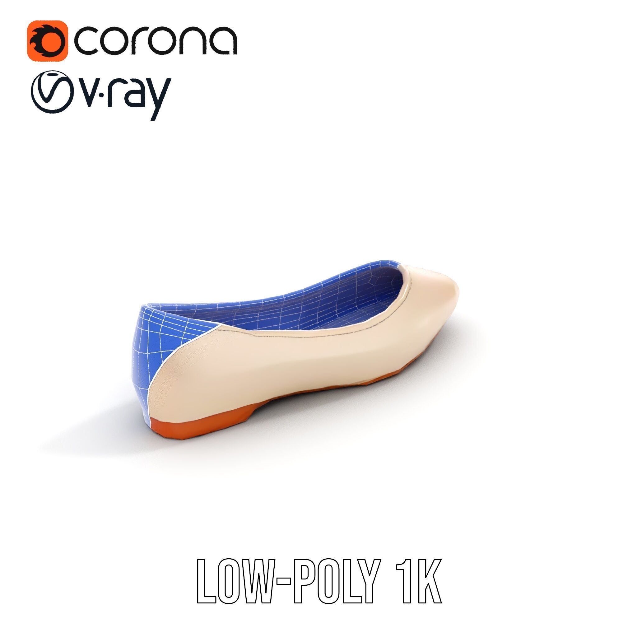 Elegant Beige Flat Shoe D Model Pack Low-poly 3D model_31