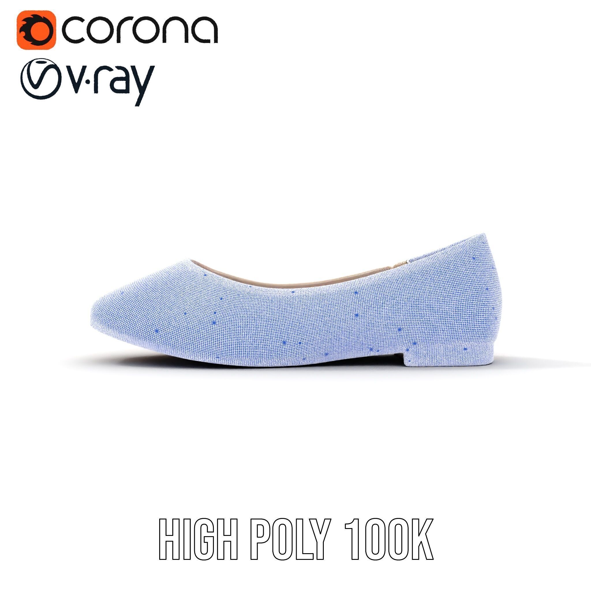 Elegant Beige Flat Shoe D Model Pack Low-poly 3D model_32