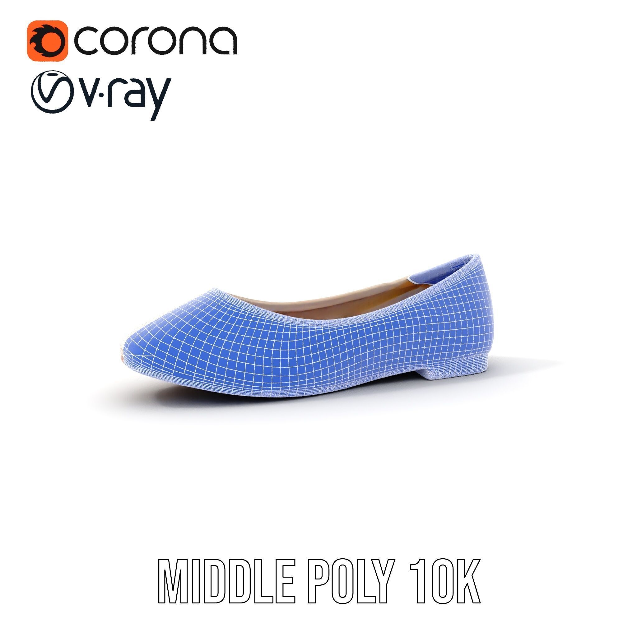 Elegant Beige Flat Shoe D Model Pack Low-poly 3D model_30