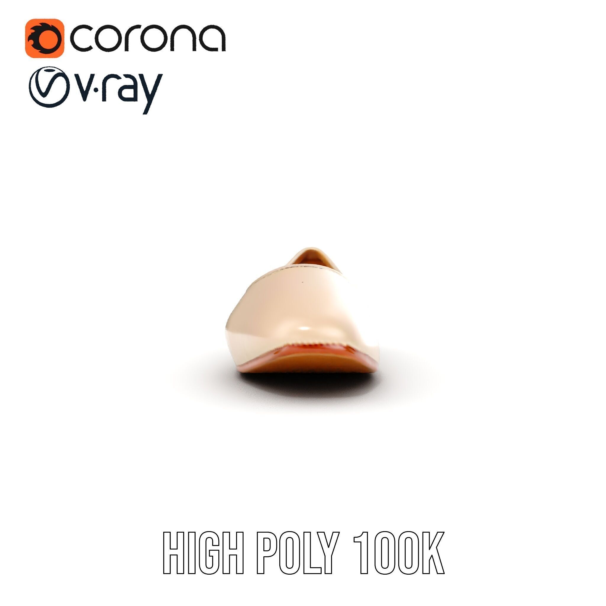 Elegant Beige Flat Shoe D Model Pack Low-poly 3D model_35