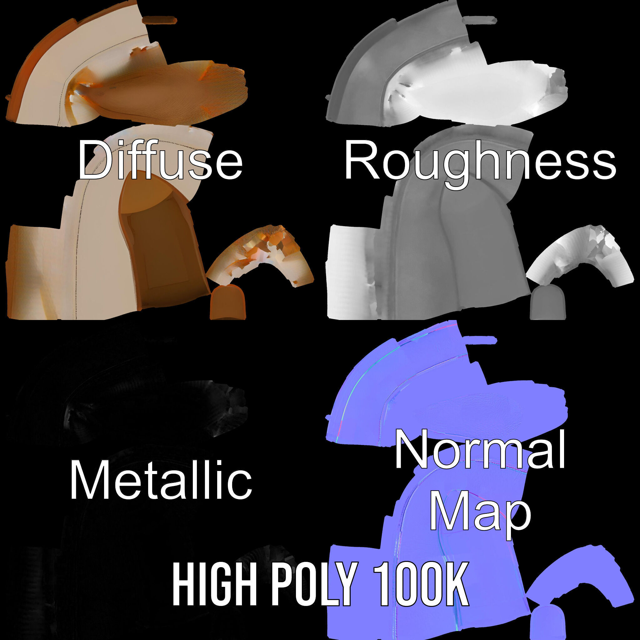 Elegant Beige Flat Shoe D Model Pack Low-poly 3D model_3