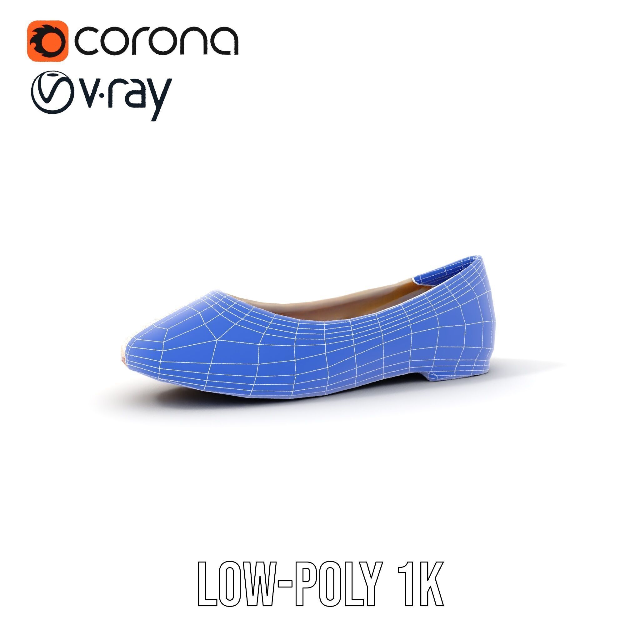 Elegant Beige Flat Shoe D Model Pack Low-poly 3D model_20