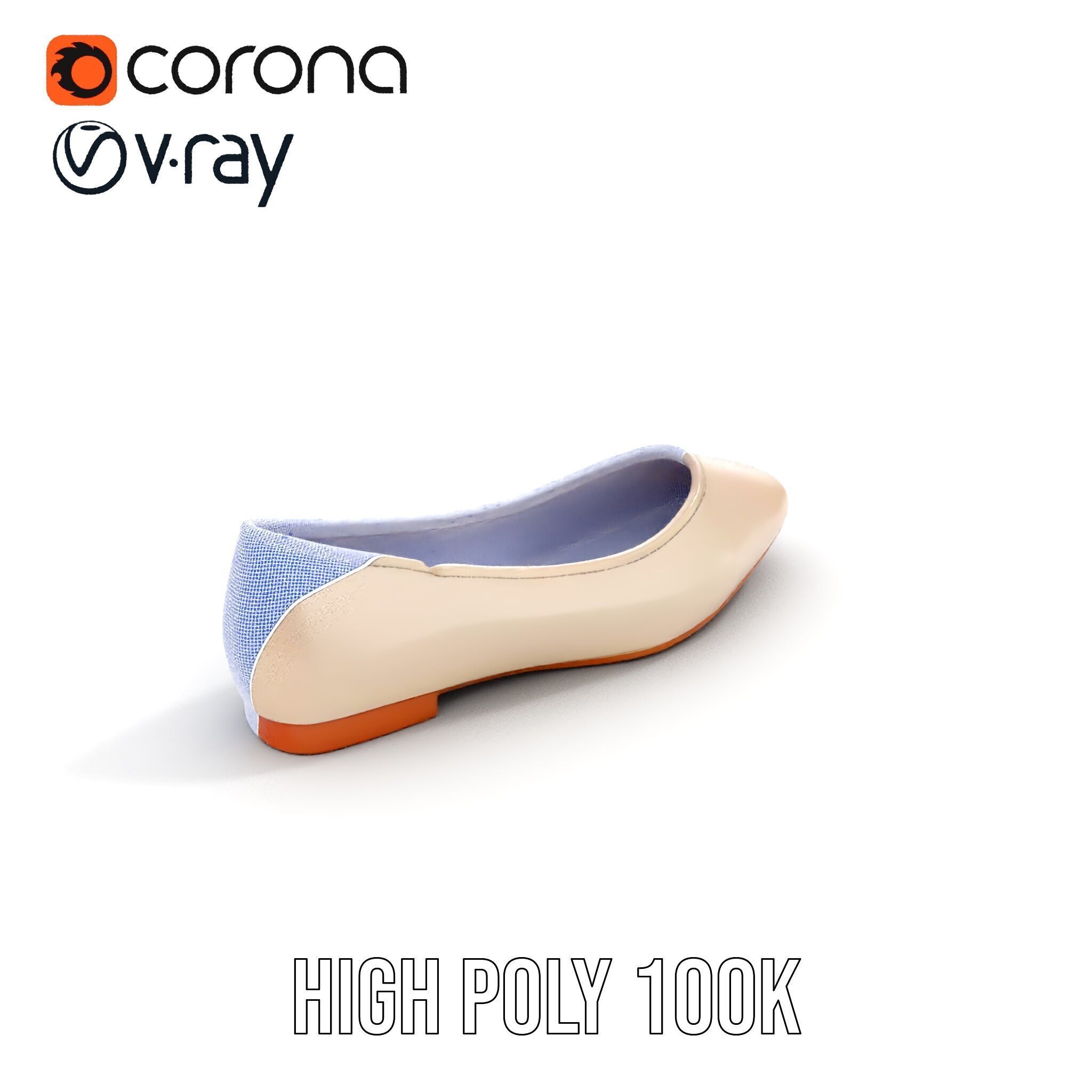 Elegant Beige Flat Shoe D Model Pack Low-poly 3D model_24
