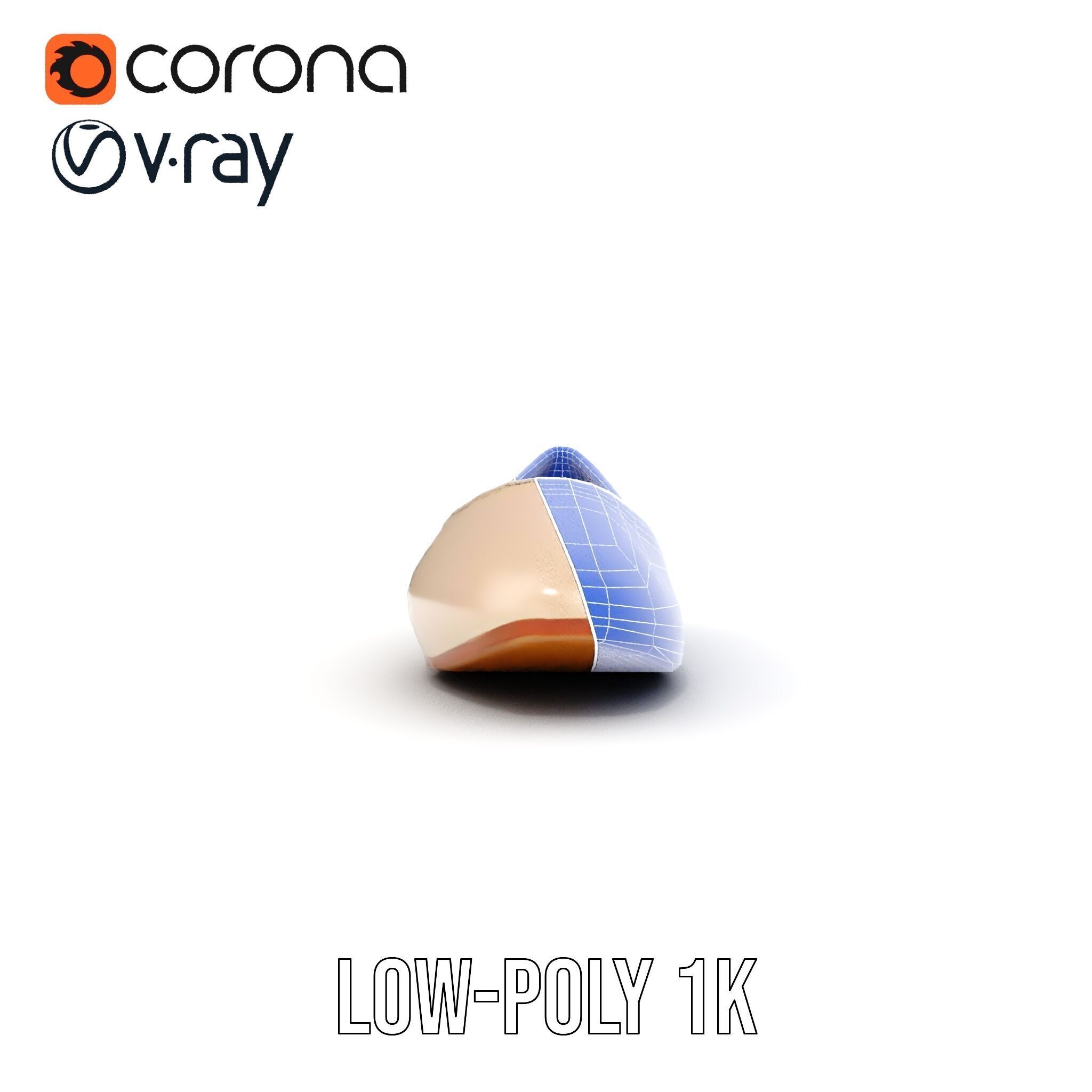 Elegant Beige Flat Shoe D Model Pack Low-poly 3D model_18