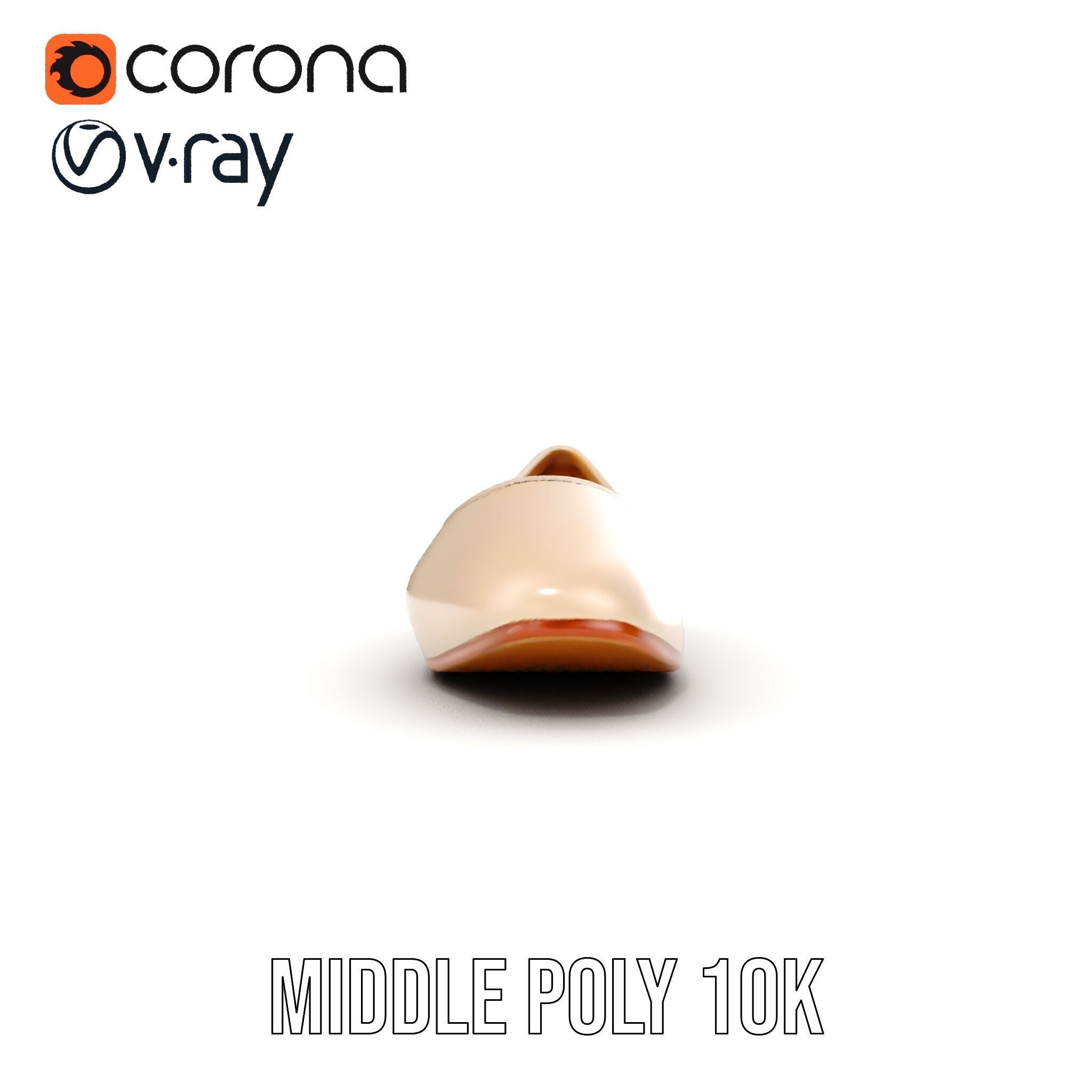 Elegant Beige Flat Shoe D Model Pack Low-poly 3D model_11