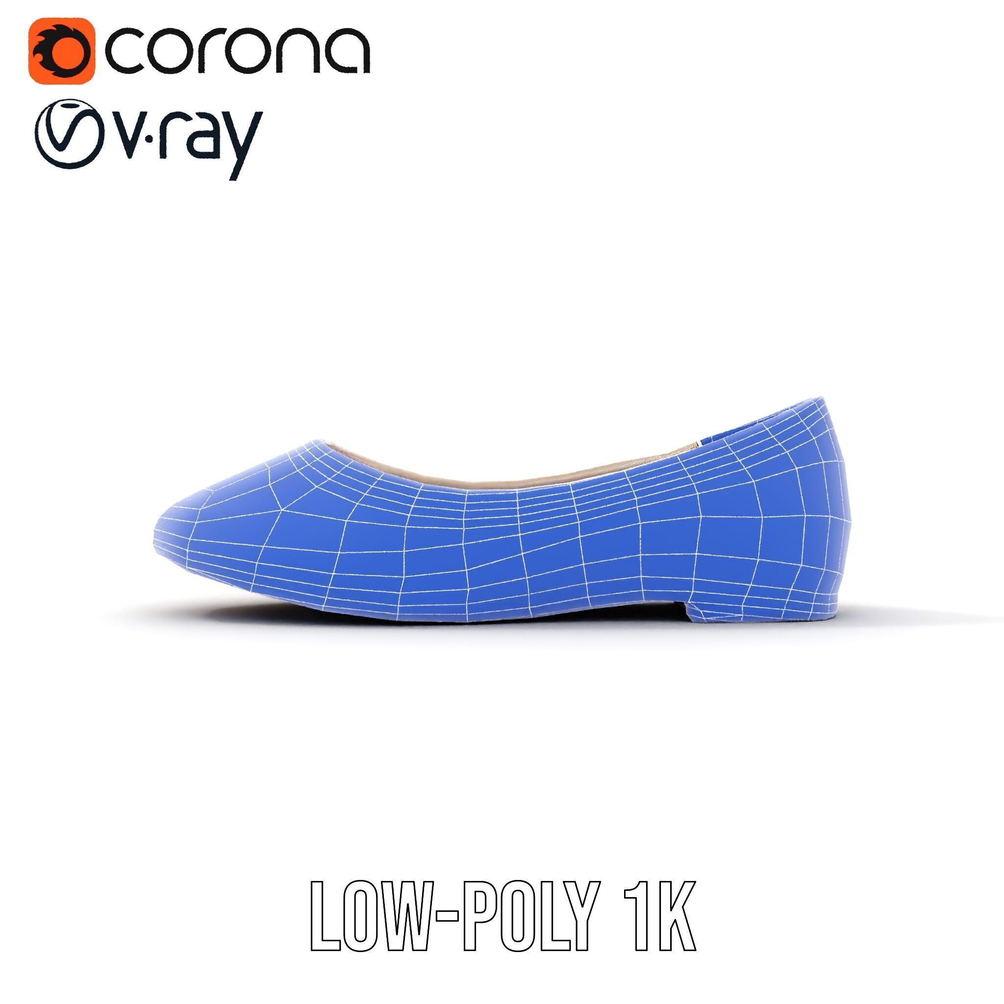 Elegant Beige Flat Shoe D Model Pack Low-poly 3D model_29